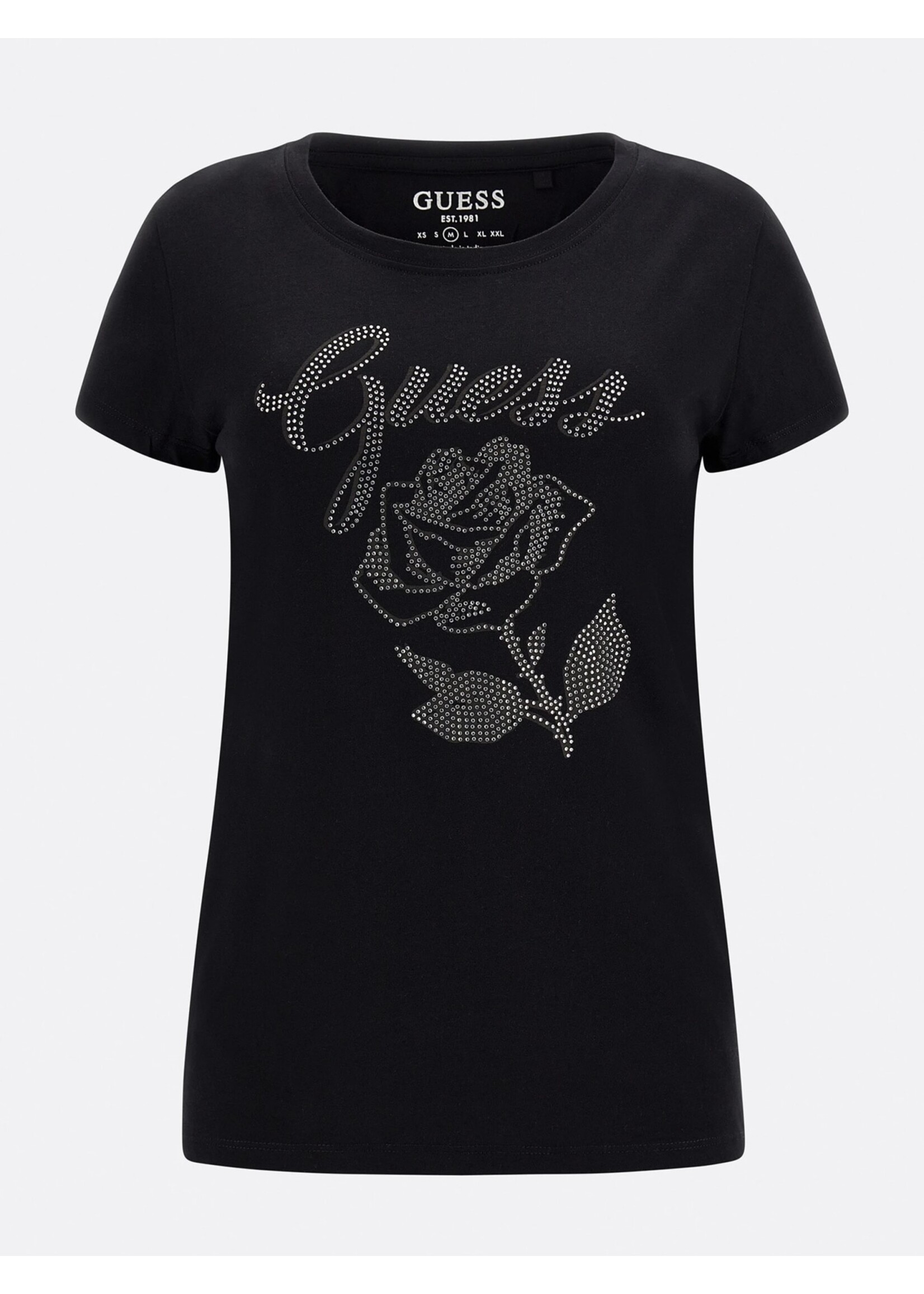 GUESS LADY T-Shirt Rose Logo Jet Black