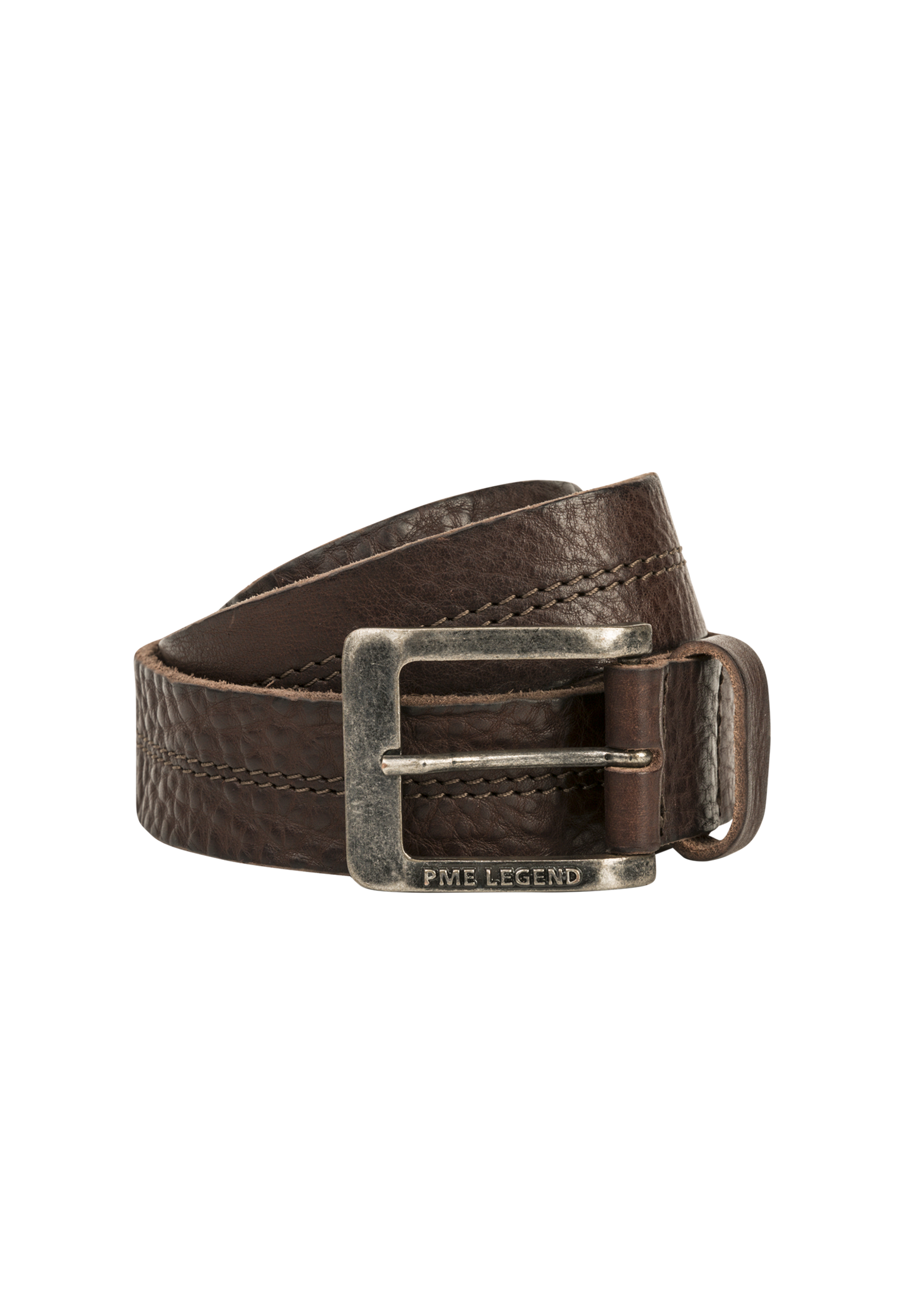 PME-Legend Belt Leather Dark Brown Stitching PBE00112/771