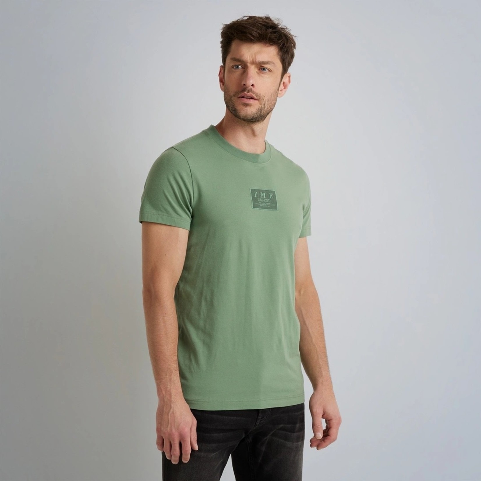 PME-Legend Short Sleeve cotton elastane jersey Hedge Green