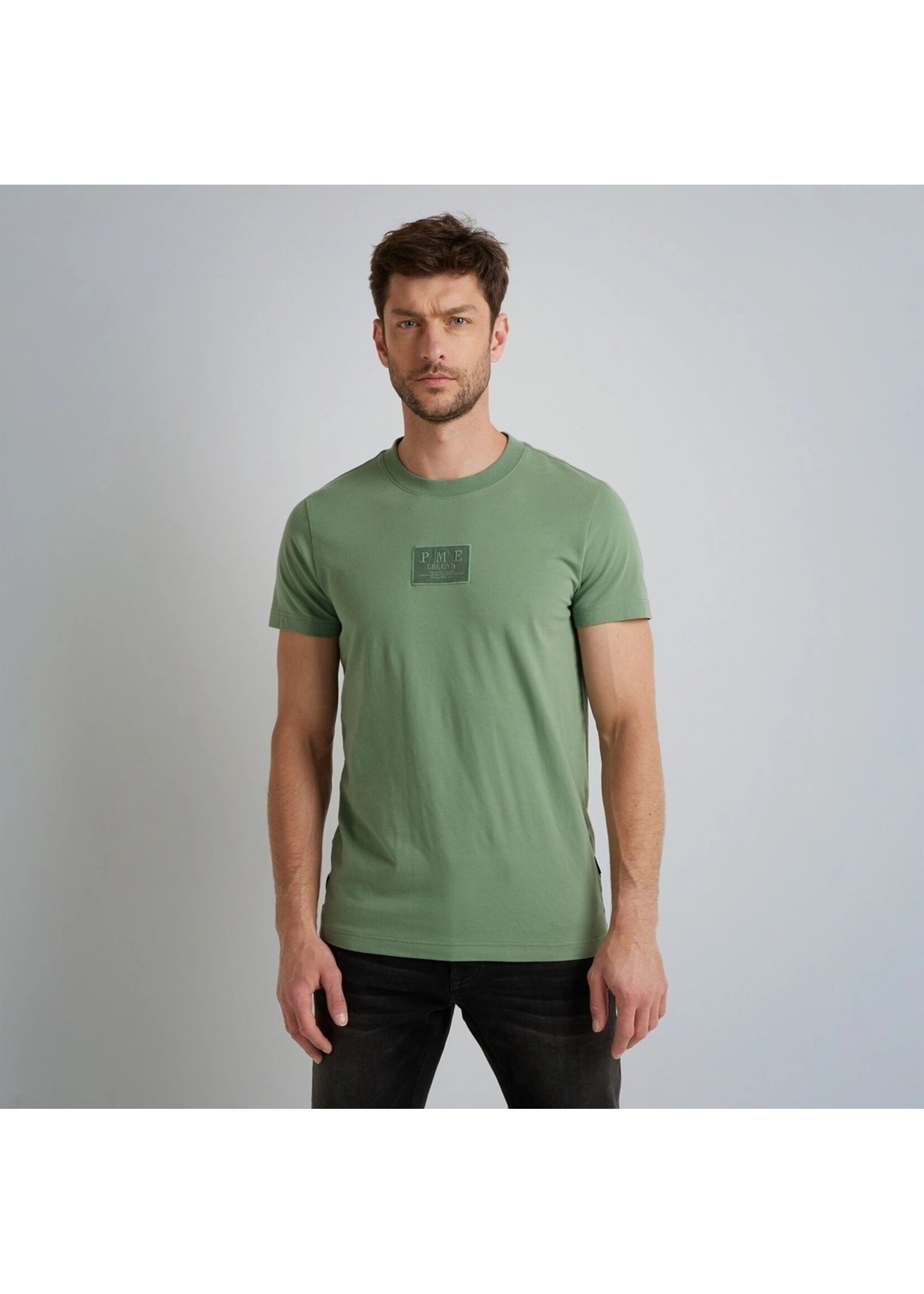 PME-Legend Short Sleeve cotton elastane jersey Hedge Green