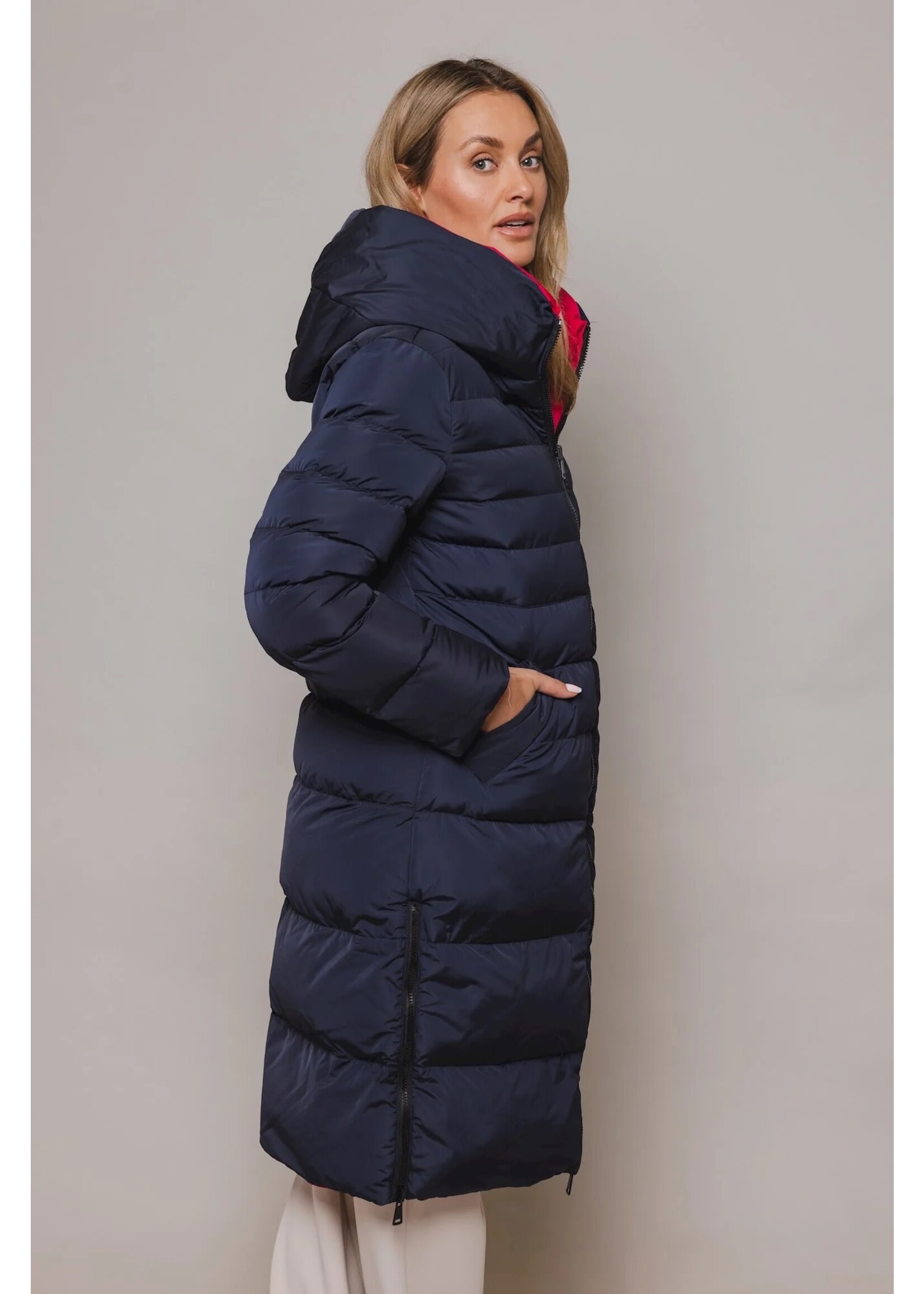 RINO & PELLE RINO&PELLE KEILA reversible Long padded coat NAVY & BURBERRY