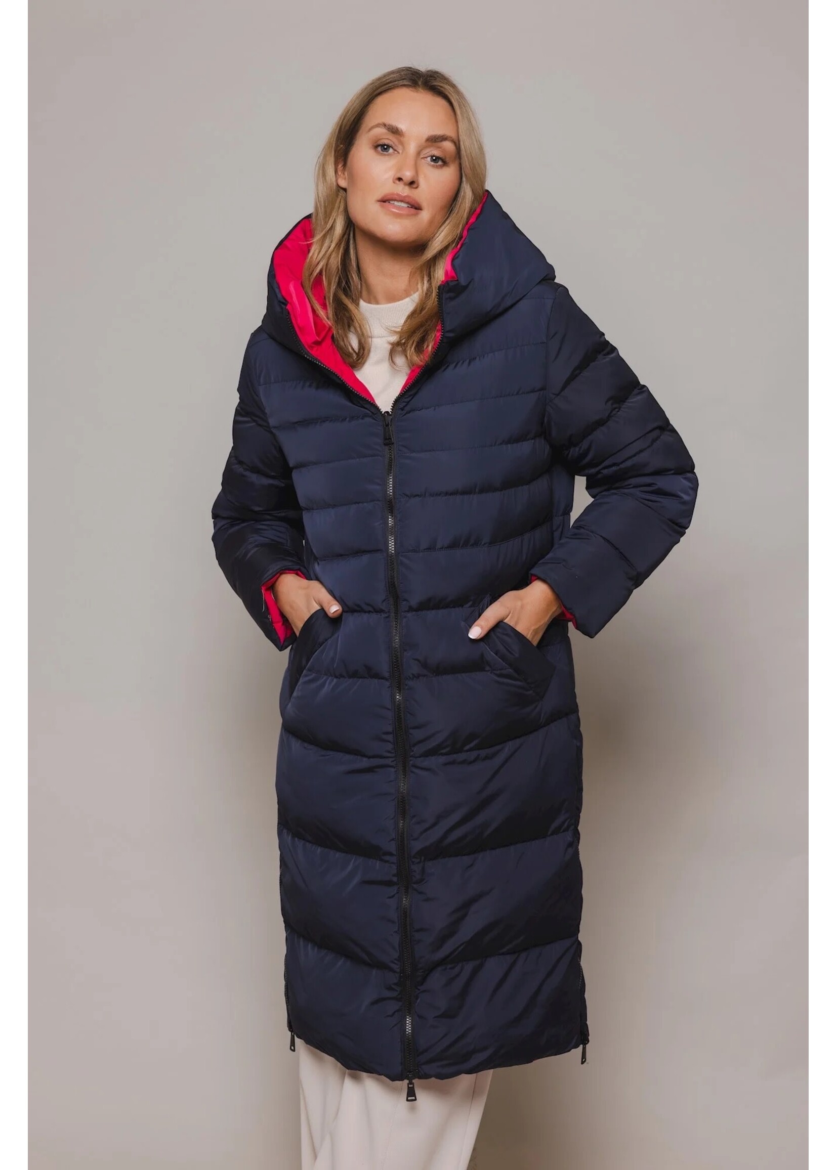RINO & PELLE RINO&PELLE KEILA reversible Long padded coat NAVY & BURBERRY