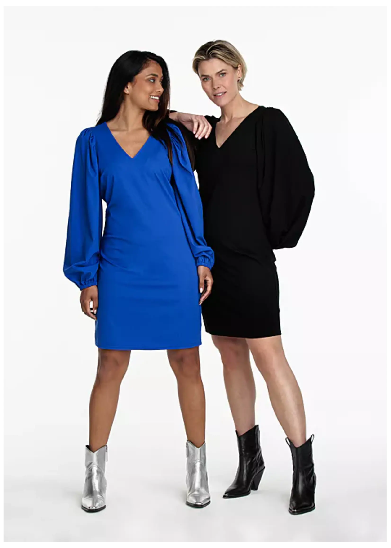 Tramontana Dress Jersey Puff Sleeve - Bright Blue