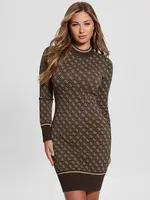 GUESS LADY LS LISE 4G LOGO SWTR DRESS COFFEE AND SAND COMB W3BK0DZ37K0