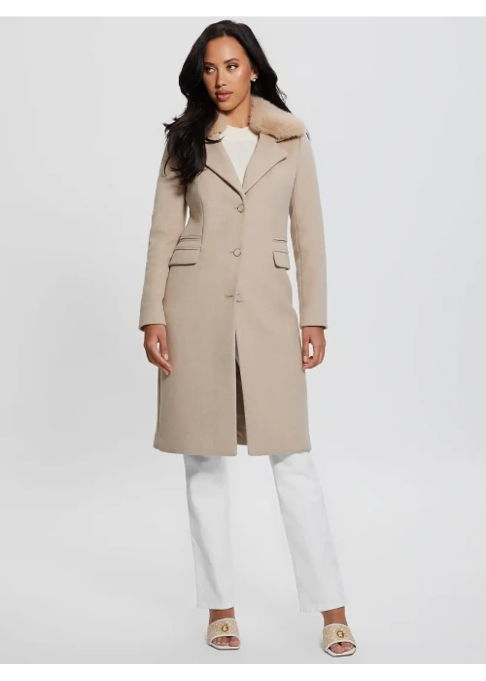 GUESS LADY NEW LAURENCE COAT CEMENTO W3BL20WFIH2