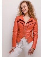 FAUX LEATHER JACKET ORANGE