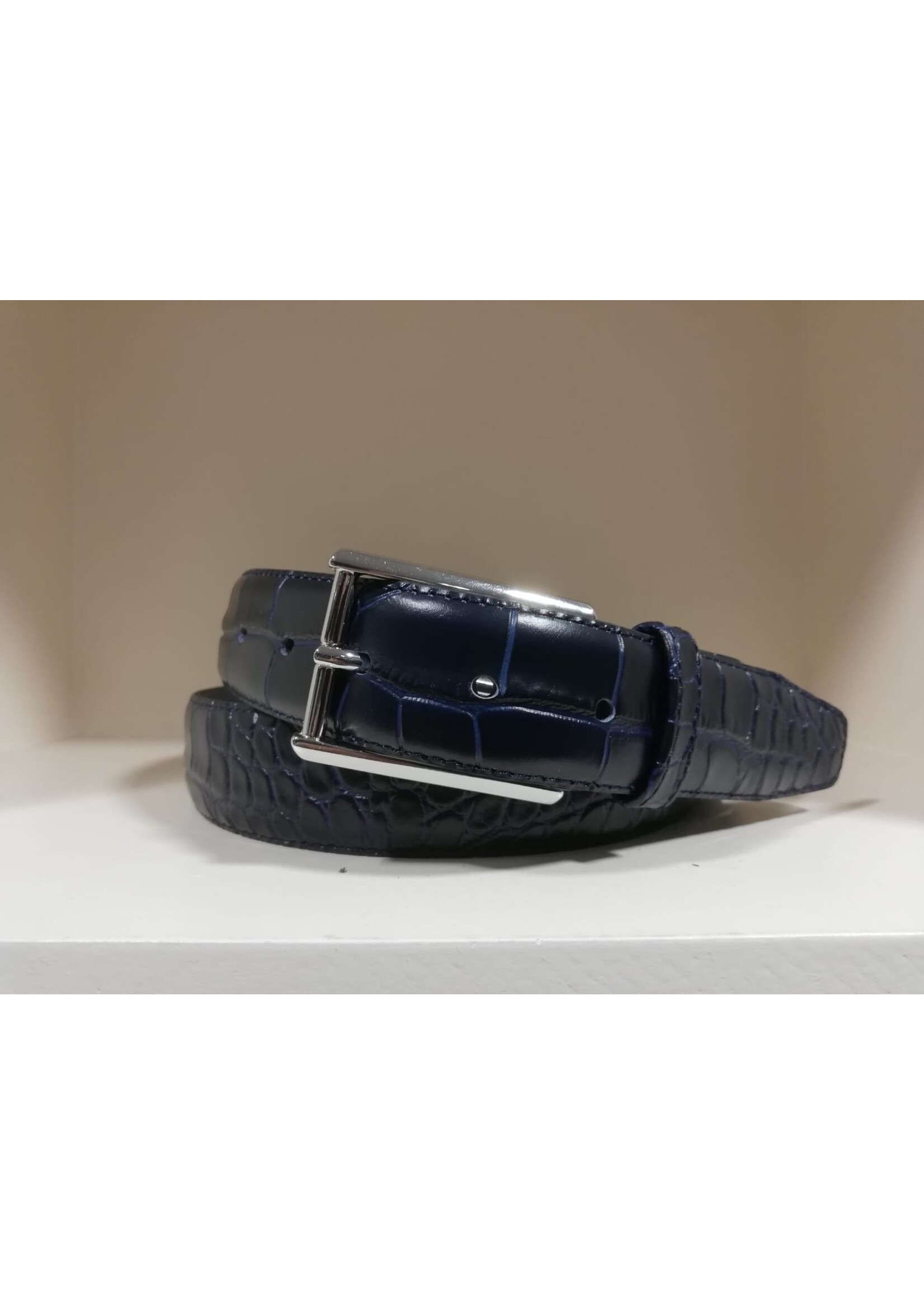 KROKO LEDEREN RIEM BLUE