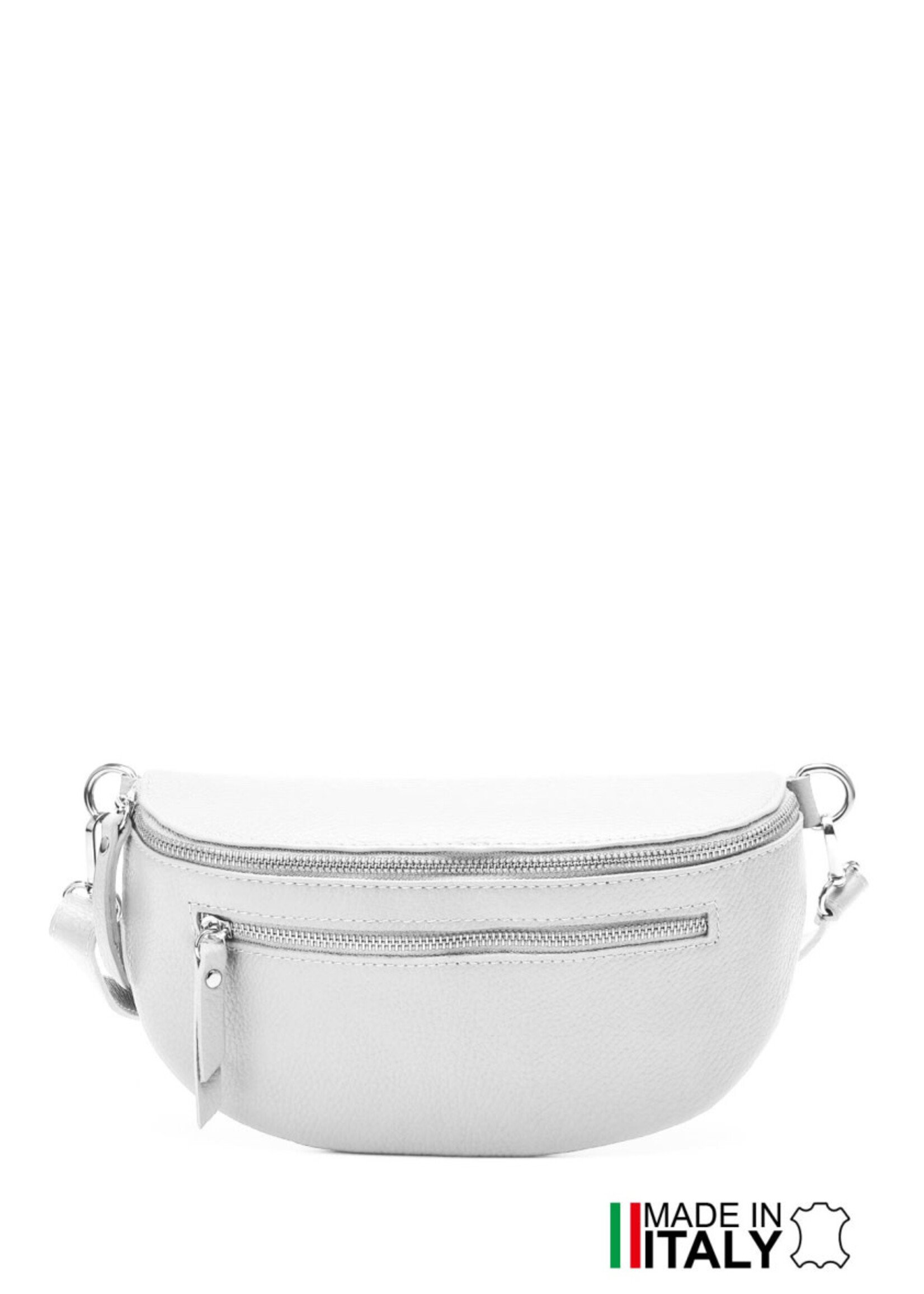 WHITE LEATHER BUMBAG WIT STRAP