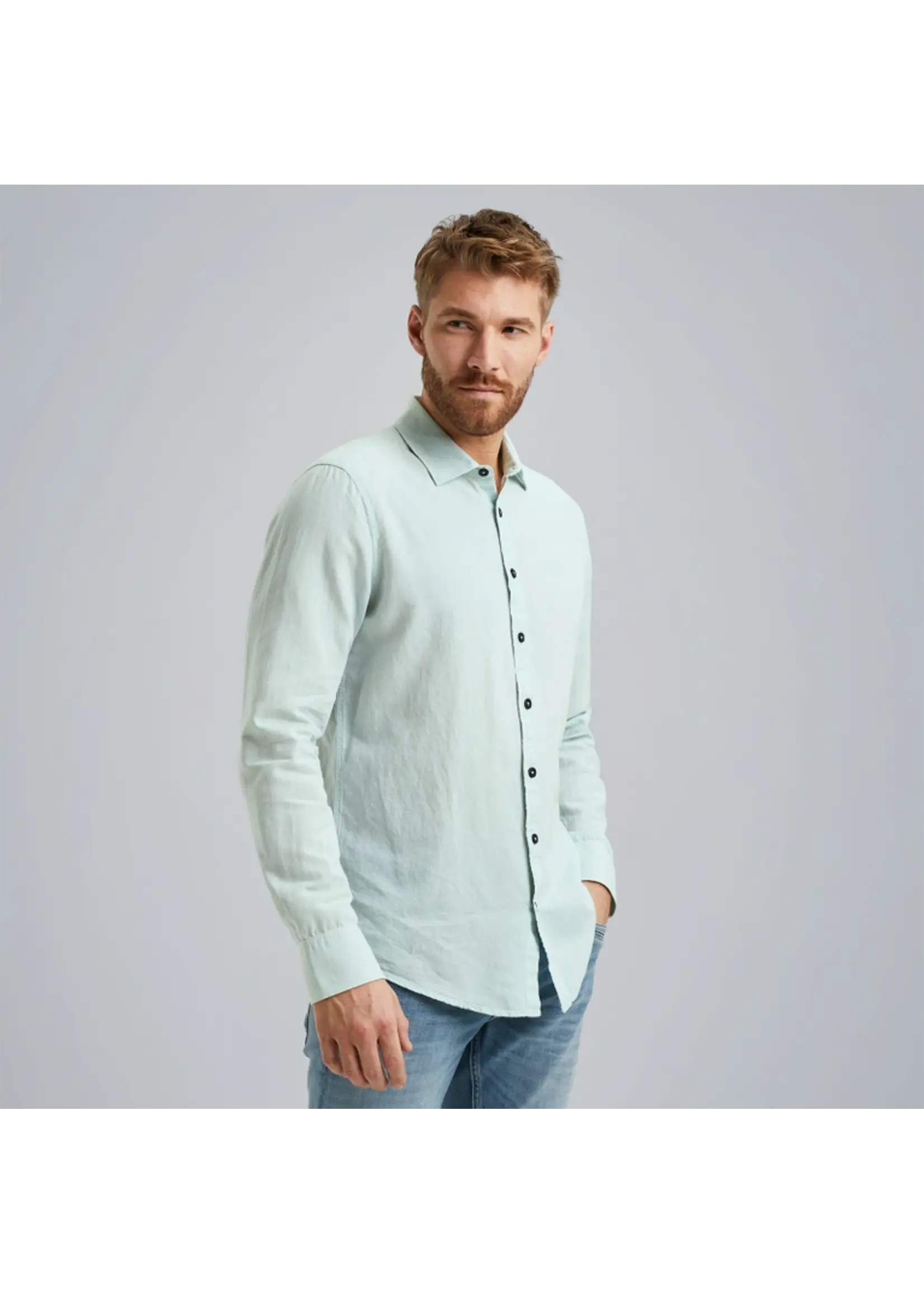 PME-Legend LONG SLEEVE CTN LINEN HARBOR GRAY PSI2403220