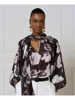 ACCESS ABEE BLOUSE WITH ROSE BLACK WHITE