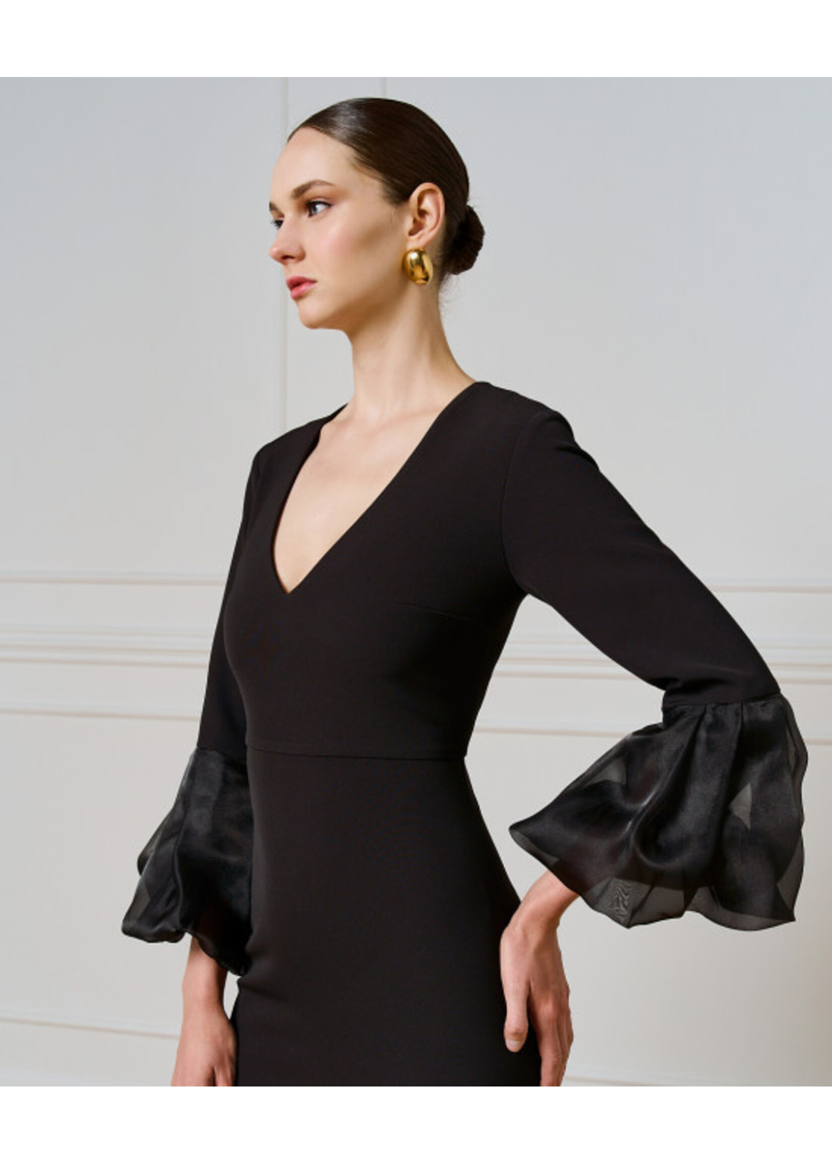 ACCESS ABEE DRESS WITH PUFFE ORGANZA SLEEVES 54-3004-172 BLACK