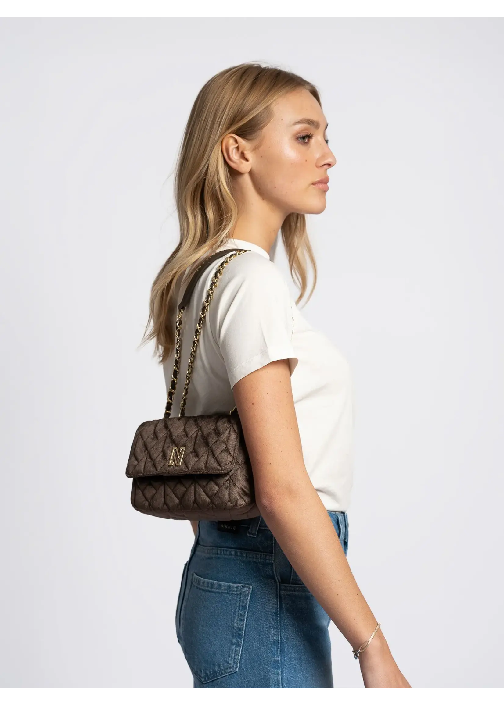NIKKIE ANN VELVET BAG N9-458 2505 COFFEE