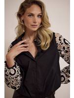 Tramontana EMBROIDERED SLEEVE BLOUSE BLACK