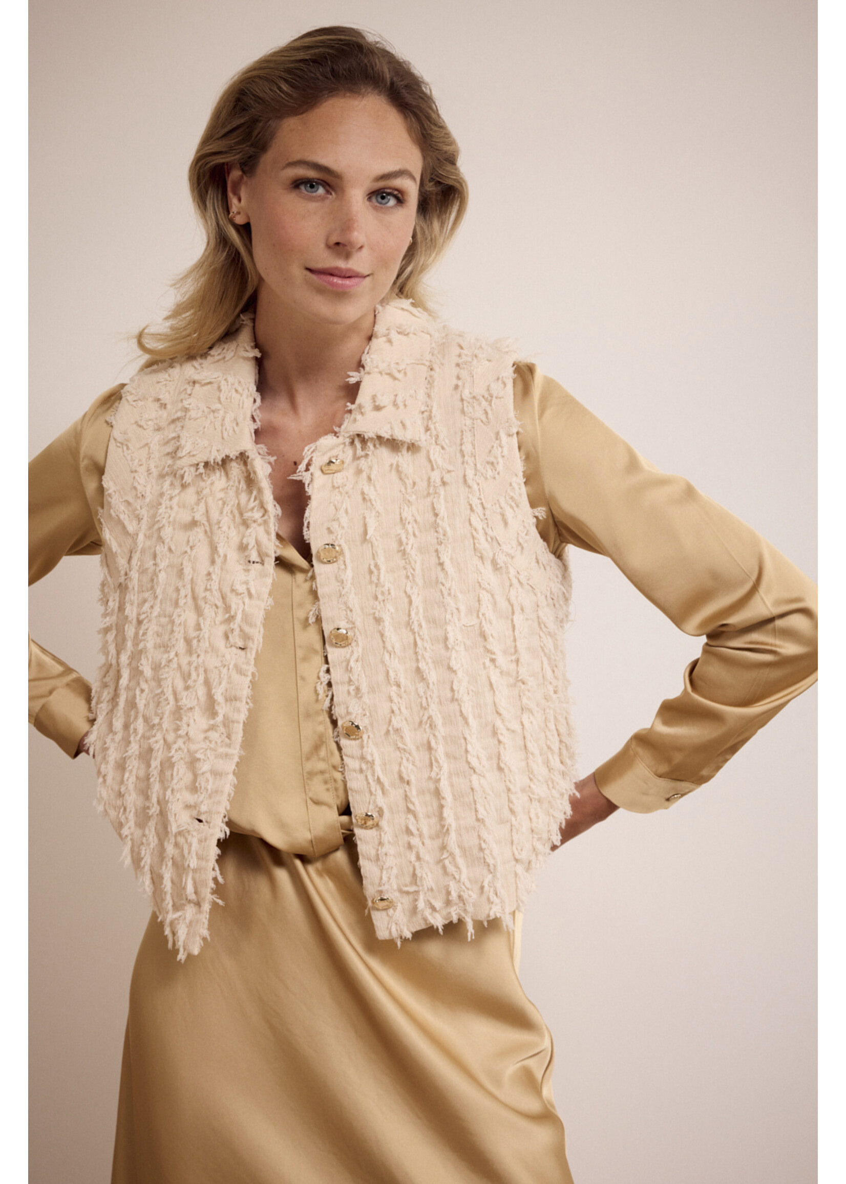 Tramontana FANCY FRILLED VEST C1517802 STONE MELANGE