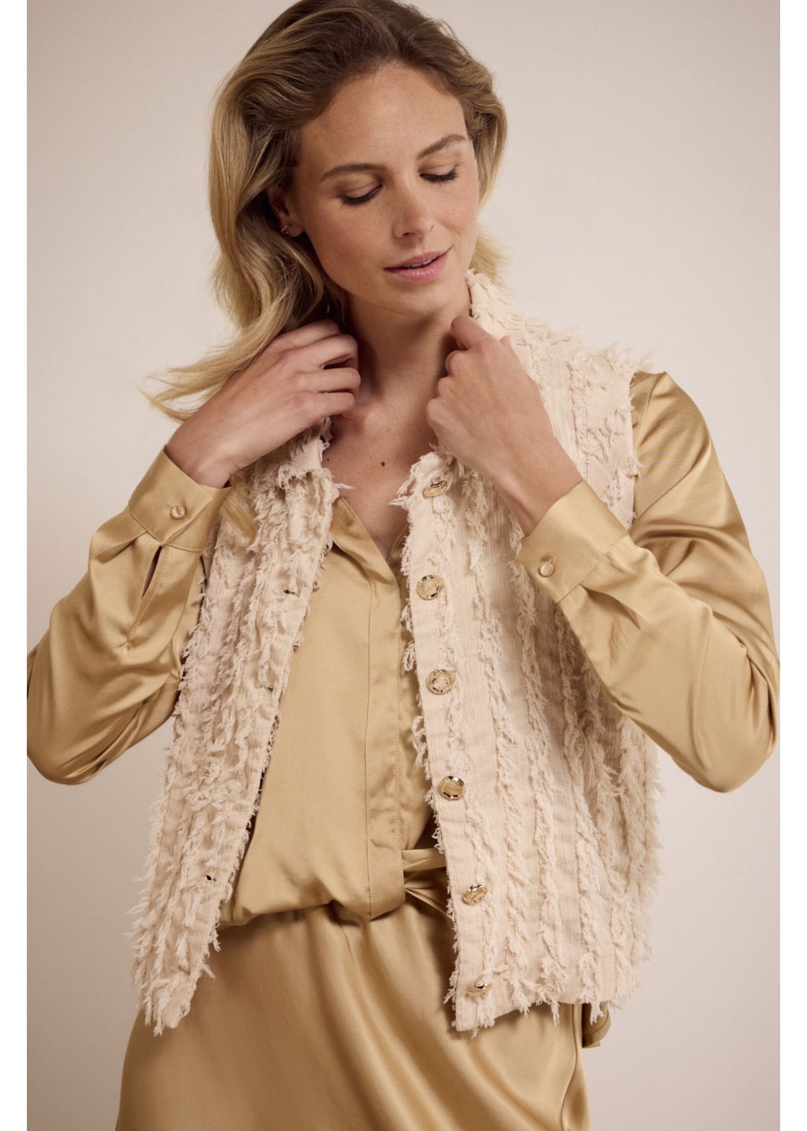 Tramontana FANCY FRILLED VEST C1517802 STONE MELANGE