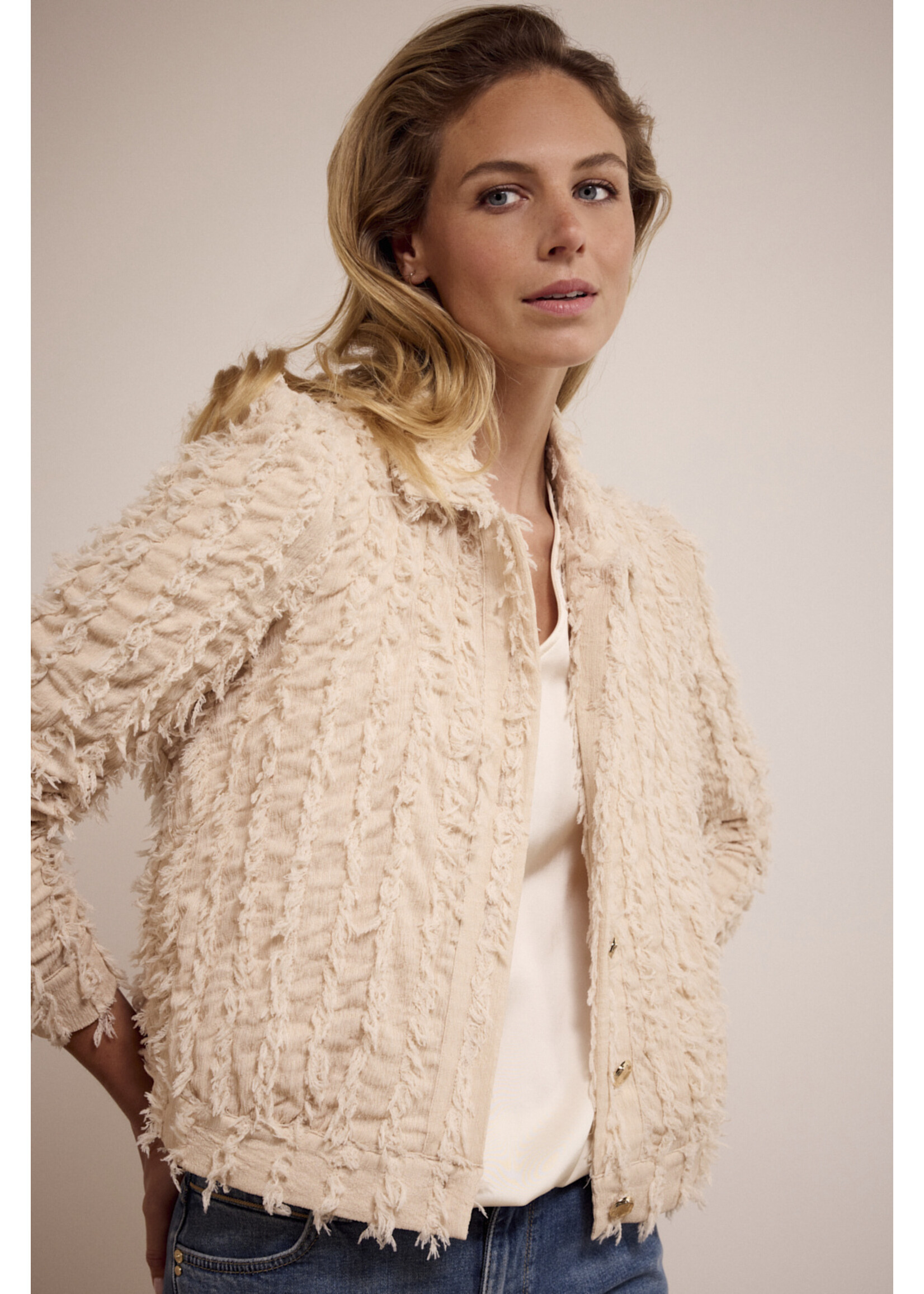 Tramontana FANCY FRILLED JACKET C1517801 STONE MELANGE