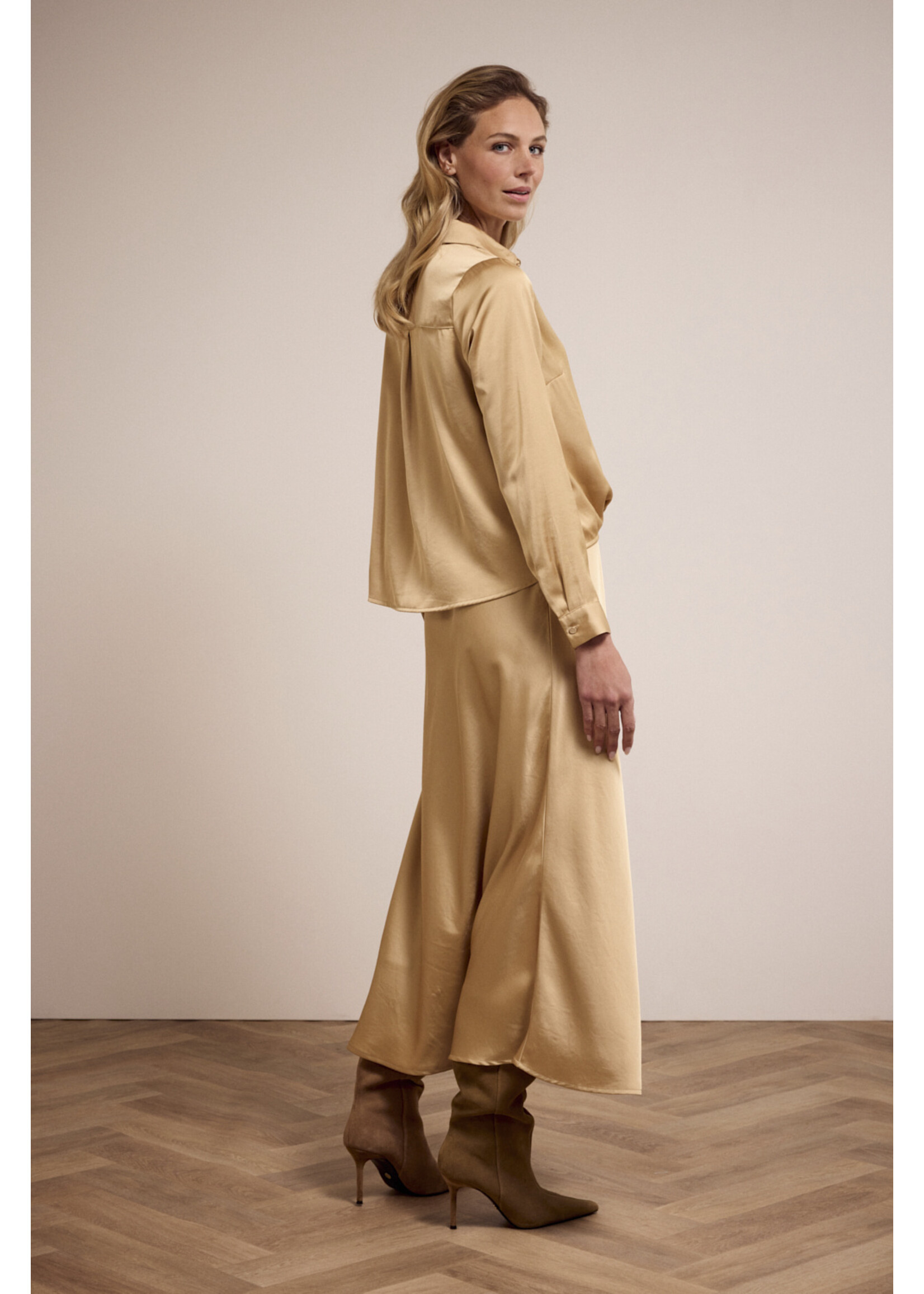 Tramontana HAMMERED SATIN MAXI SKIRT C1617201 CAMEL