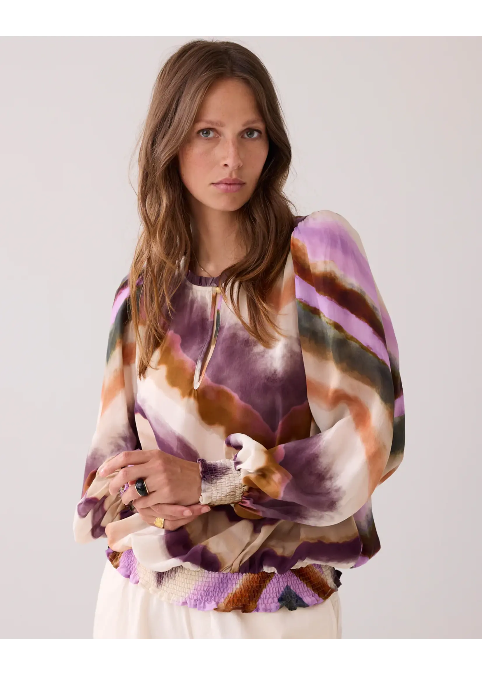 SUMMUM WOMAN TOP LONG SLEEVES ZIGZAG PRINT 2S3337-12272