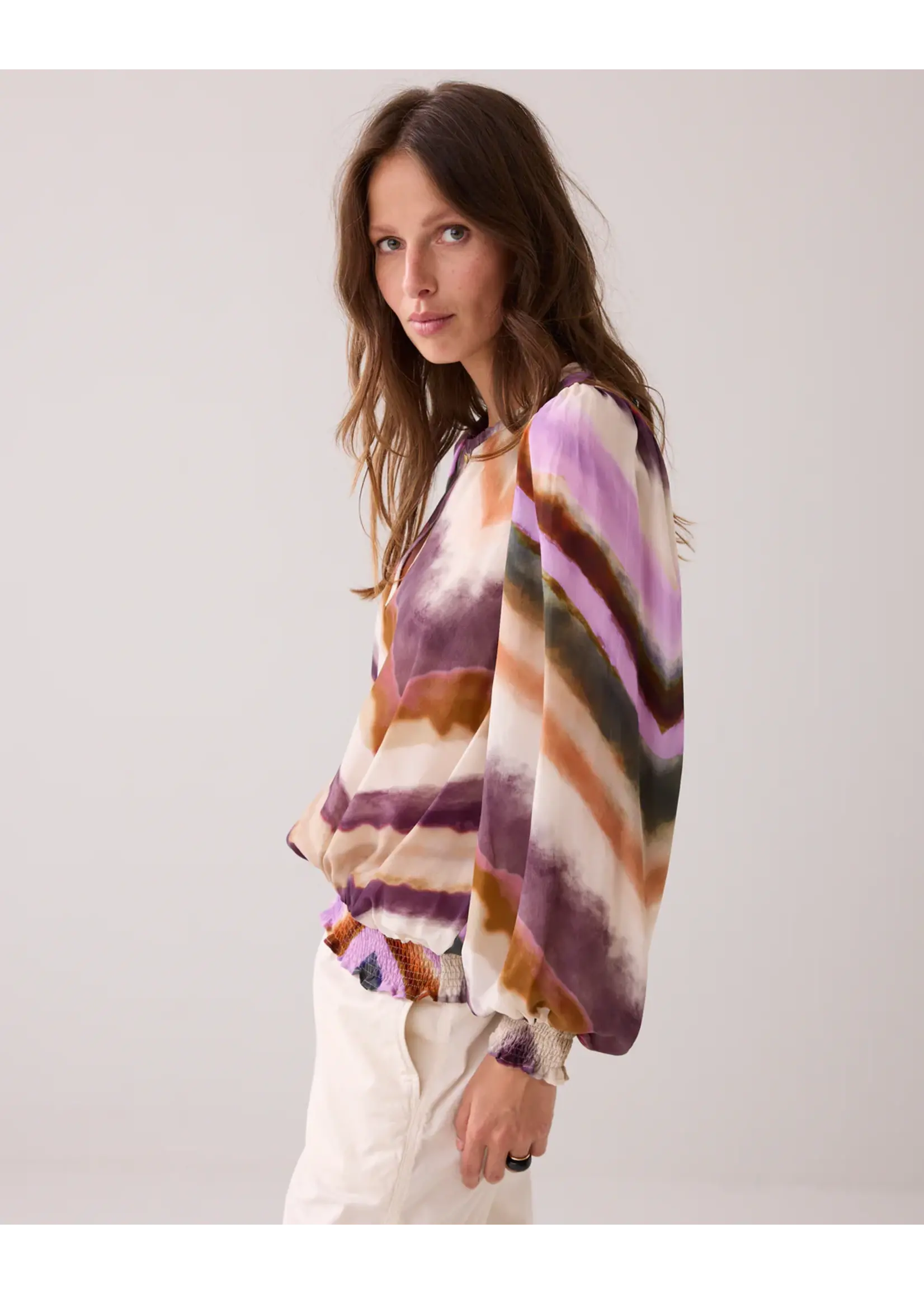 SUMMUM WOMAN TOP LONG SLEEVES ZIGZAG PRINT 2S3337-12272