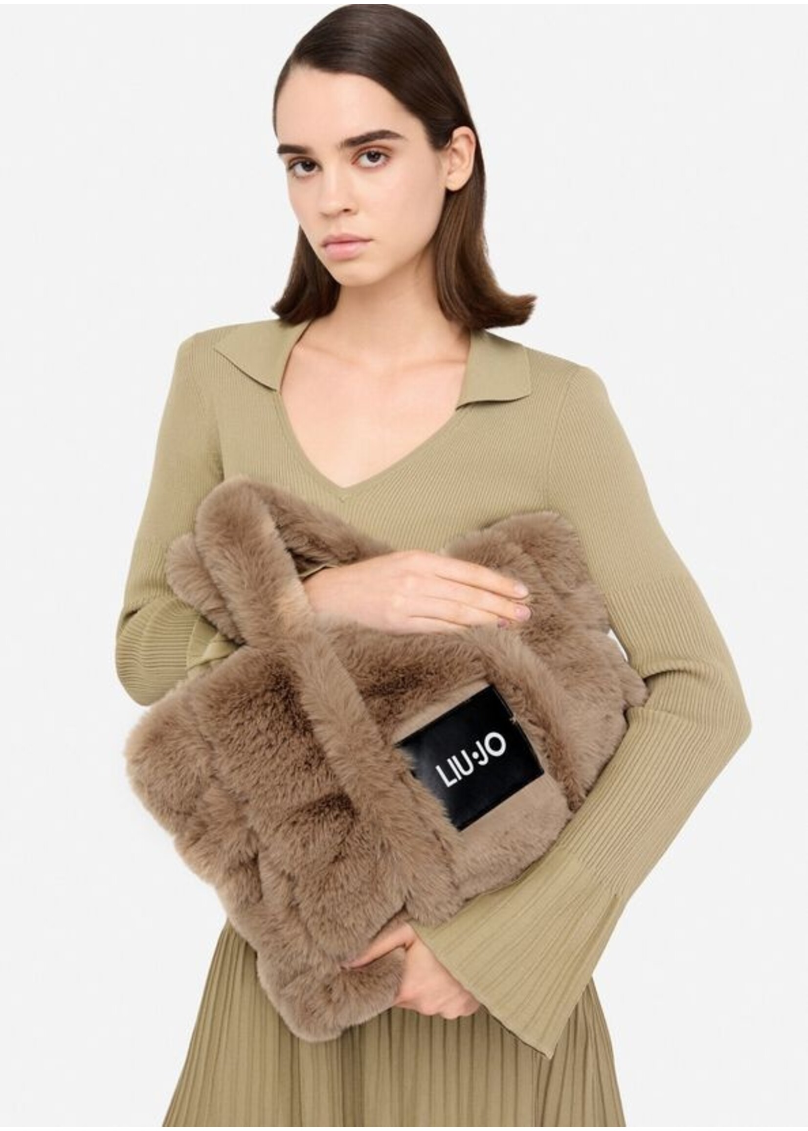 LIU JO FURRY SHOPPING BAG TF5270 E0374 CHAMPAGNE