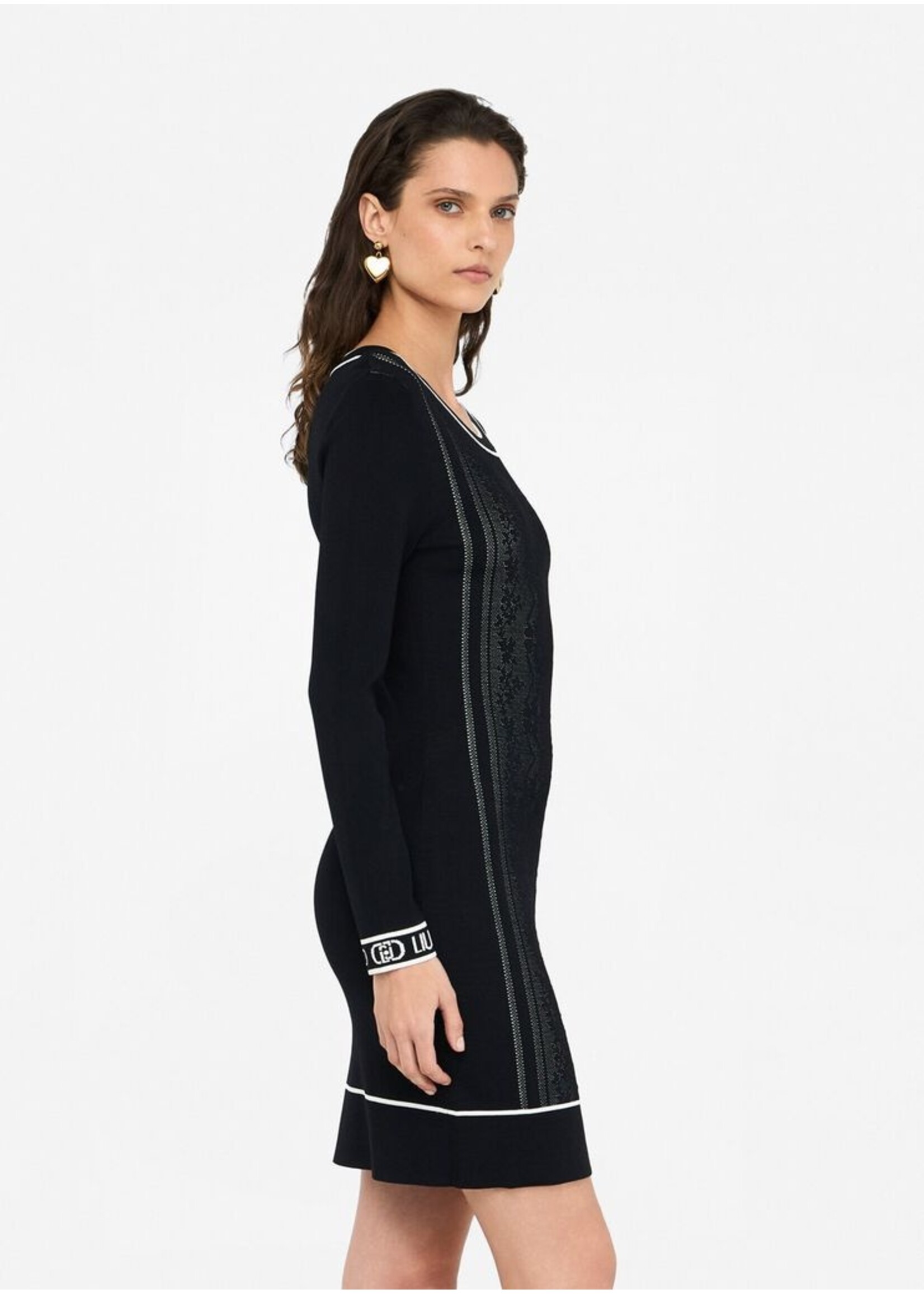 LIU JO DRESS ABITO MAGLIA TF5063 MS55N BLACK/WHITE