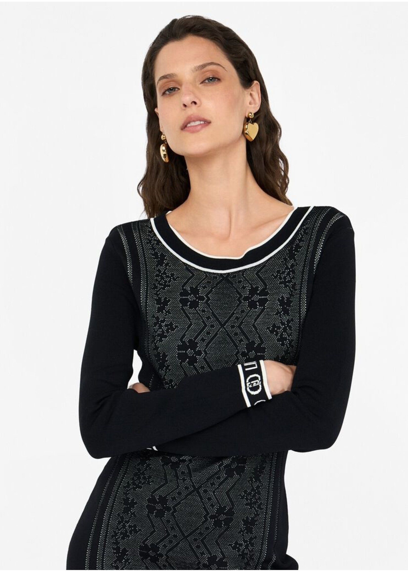 LIU JO DRESS ABITO MAGLIA TF5063 MS55N BLACK/WHITE