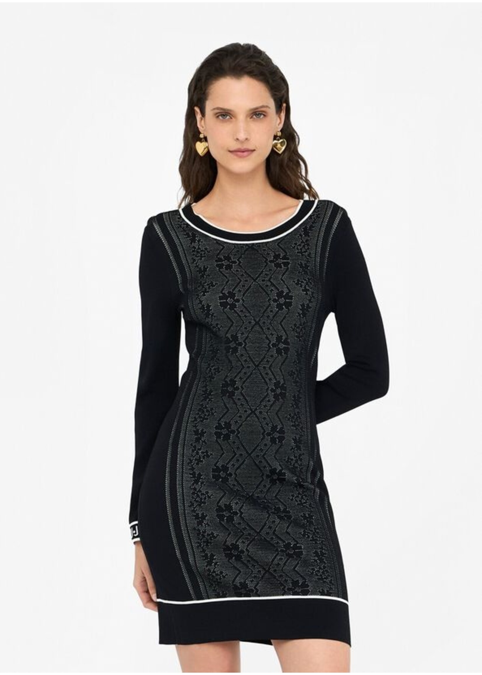 LIU JO DRESS ABITO MAGLIA TF5063 MS55N BLACK/WHITE