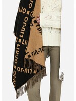 LIU JO PONCHO LOGO BLACK/CAMEL TU