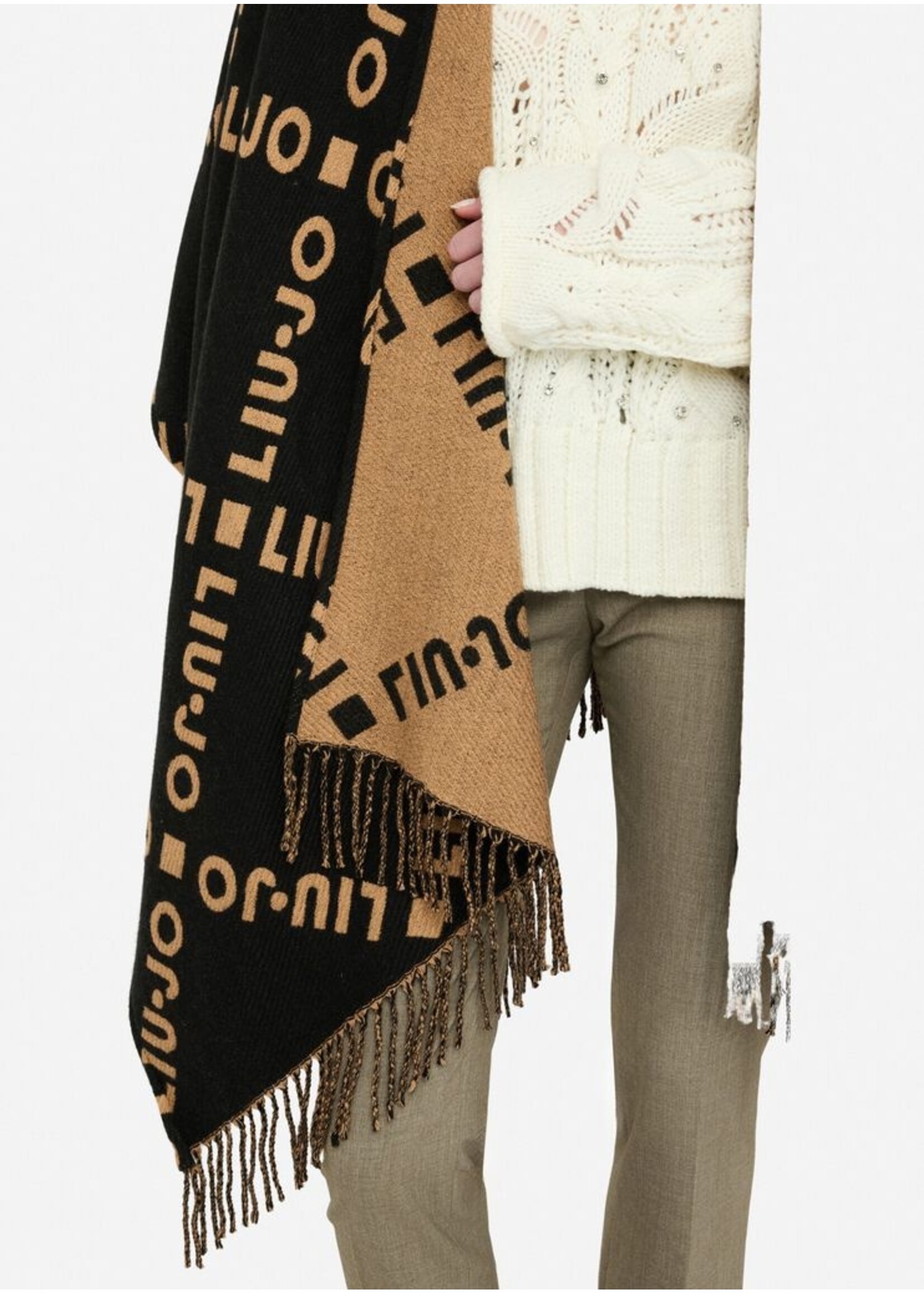 LIU JO PONCHO LOGO BLACK/CAMEL  2F5033 T0300 TU