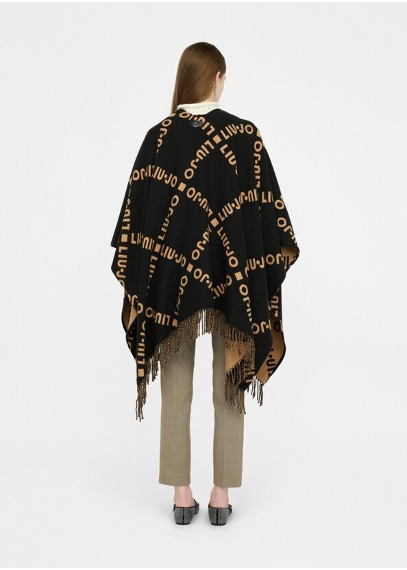 LIU JO PONCHO LOGO BLACK/CAMEL  2F5033 T0300 TU