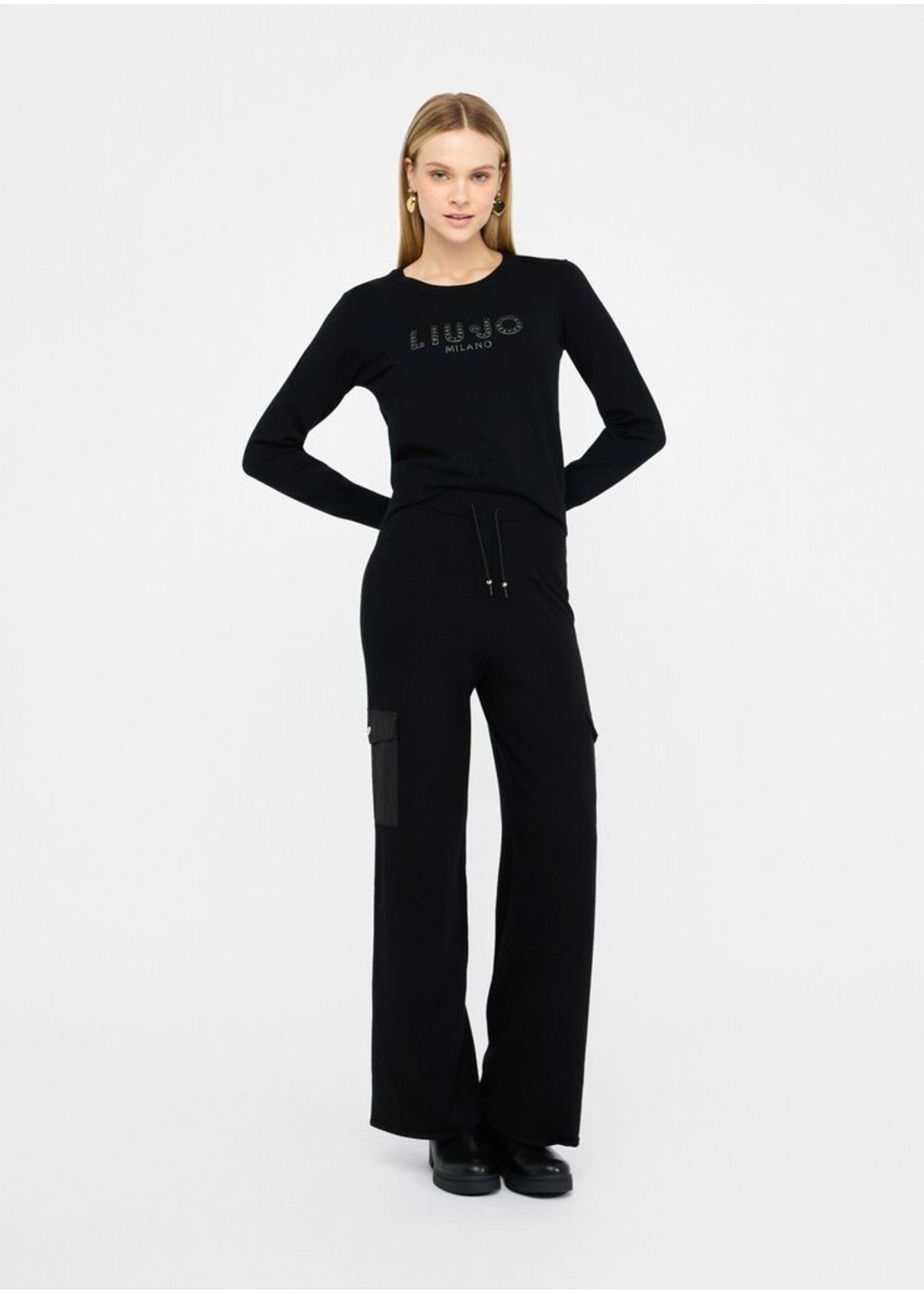 LIU JO PULL BETTER WITH LOGO BLACK TF5248 MS63L