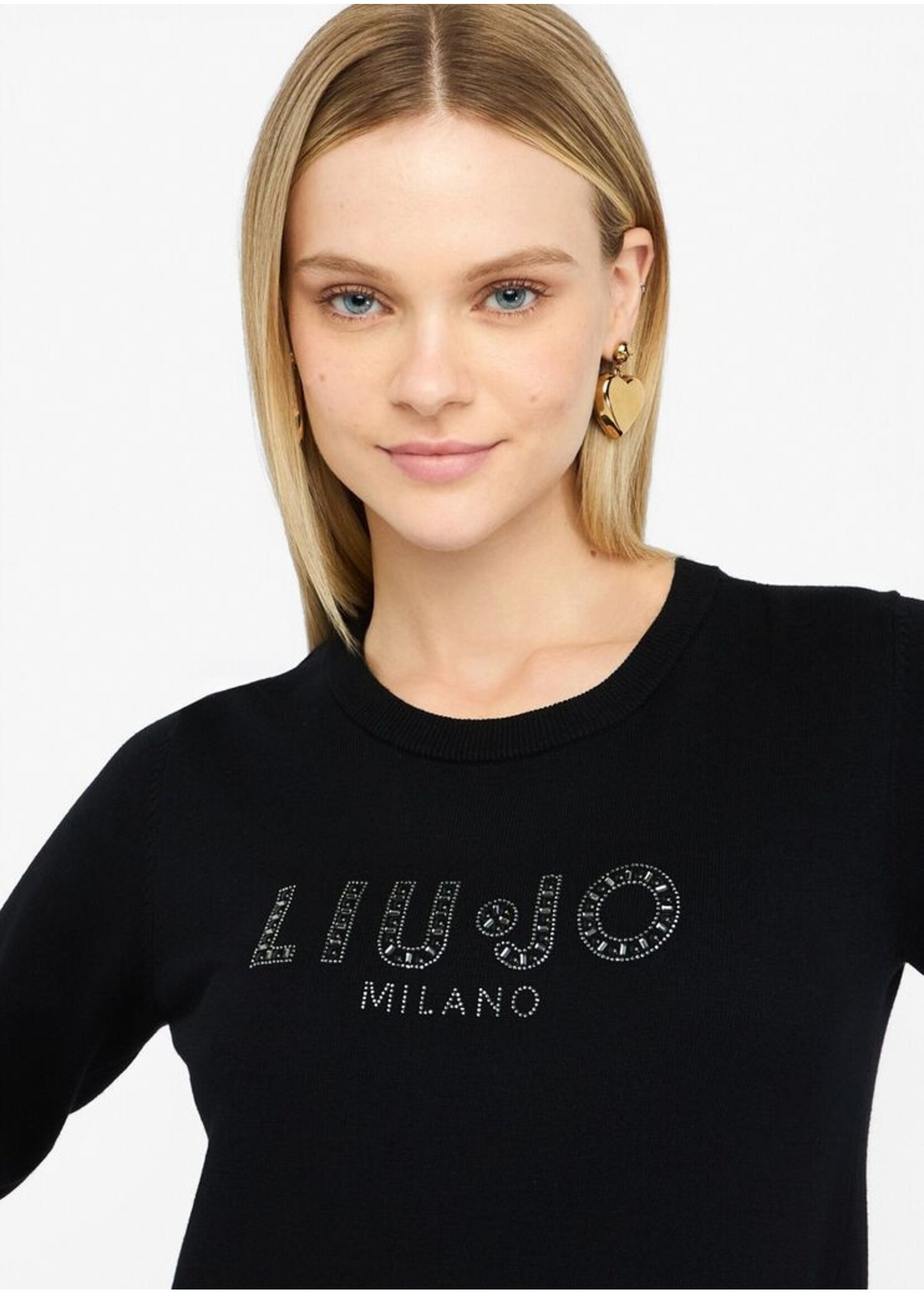 LIU JO PULL BETTER WITH LOGO BLACK TF5248 MS63L