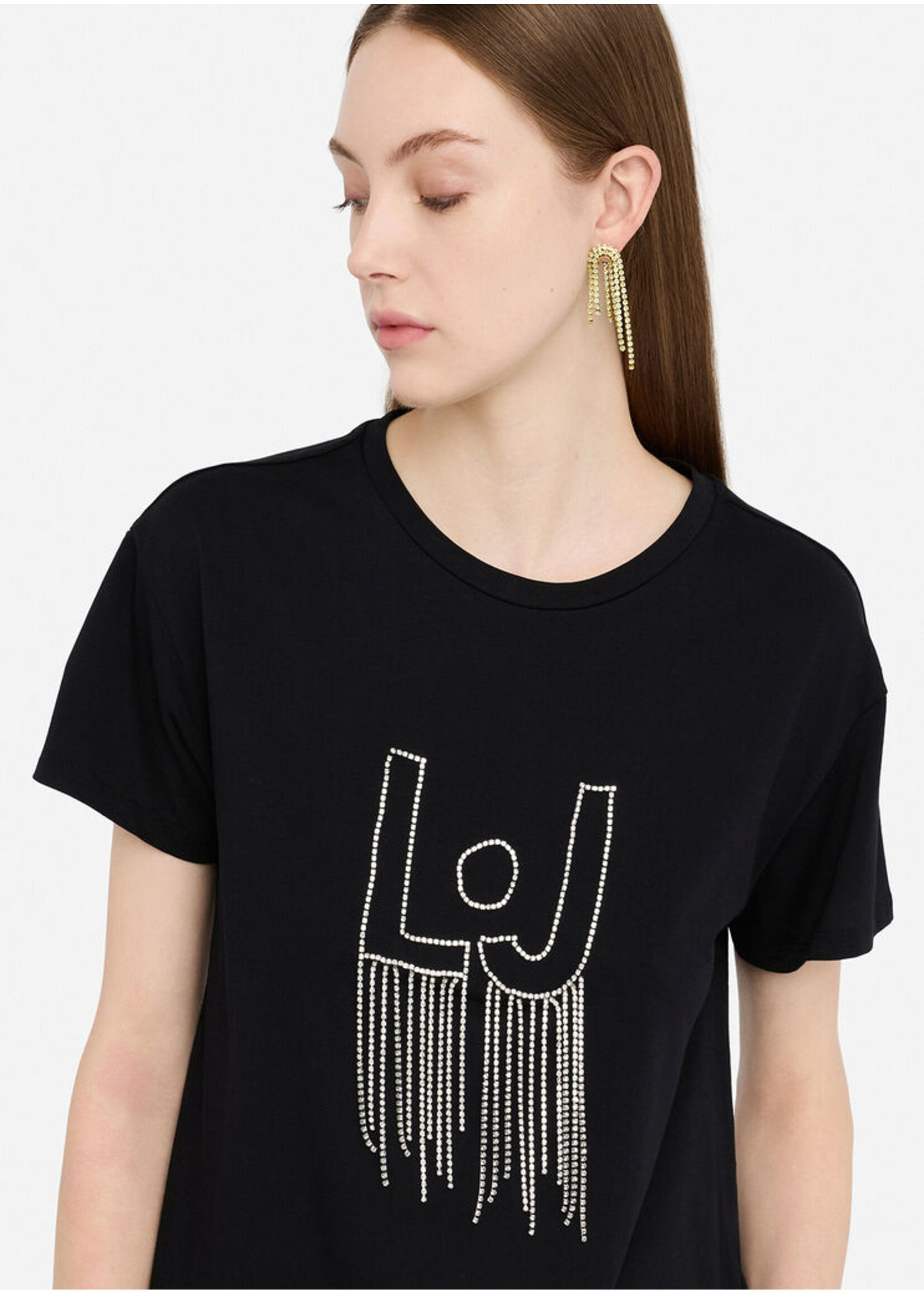 LIU JO TSHIRT MODA M/C UF5261JS923 BLACK/CHAINS