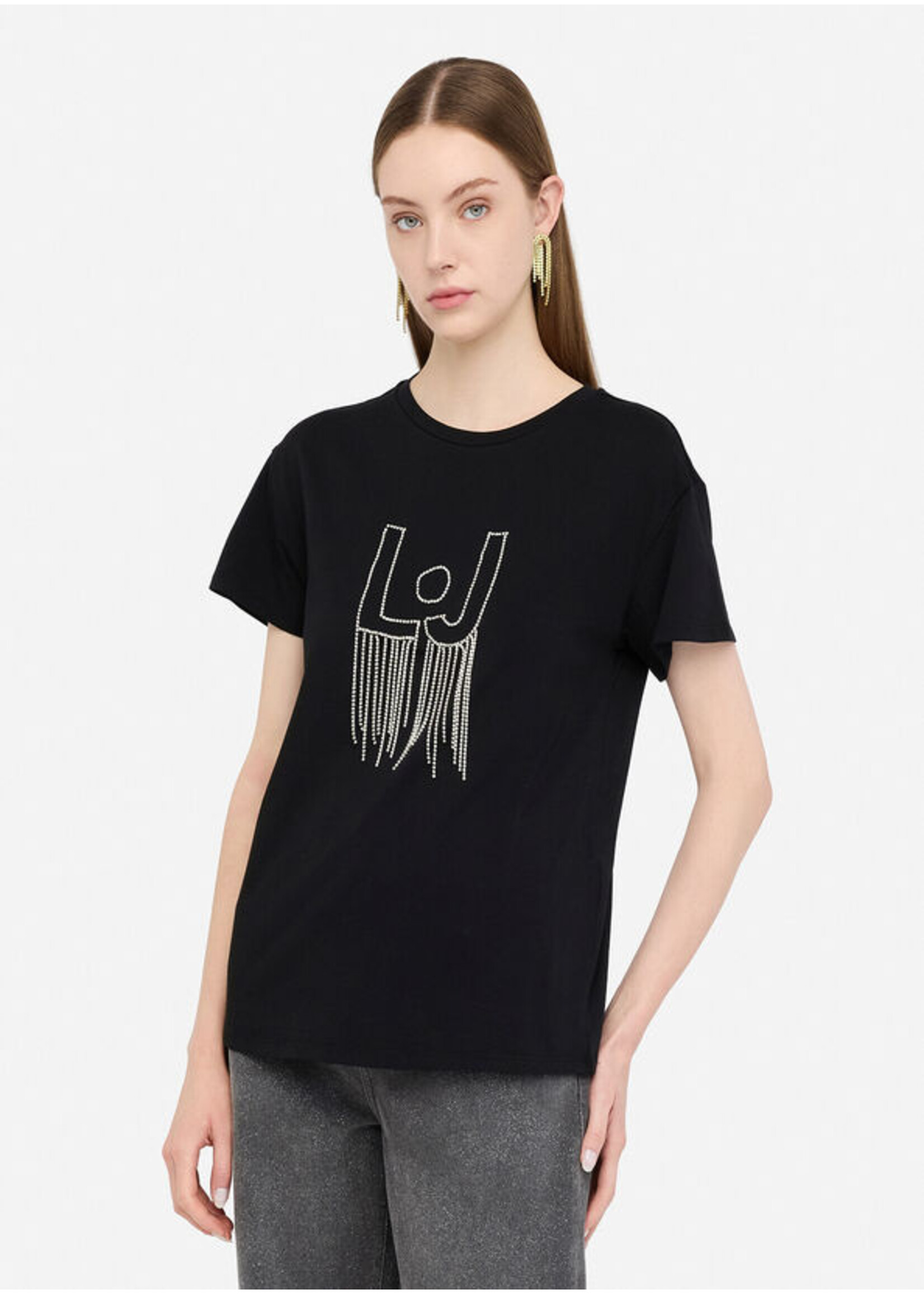 LIU JO TSHIRT MODA M/C UF5261JS923 BLACK/CHAINS
