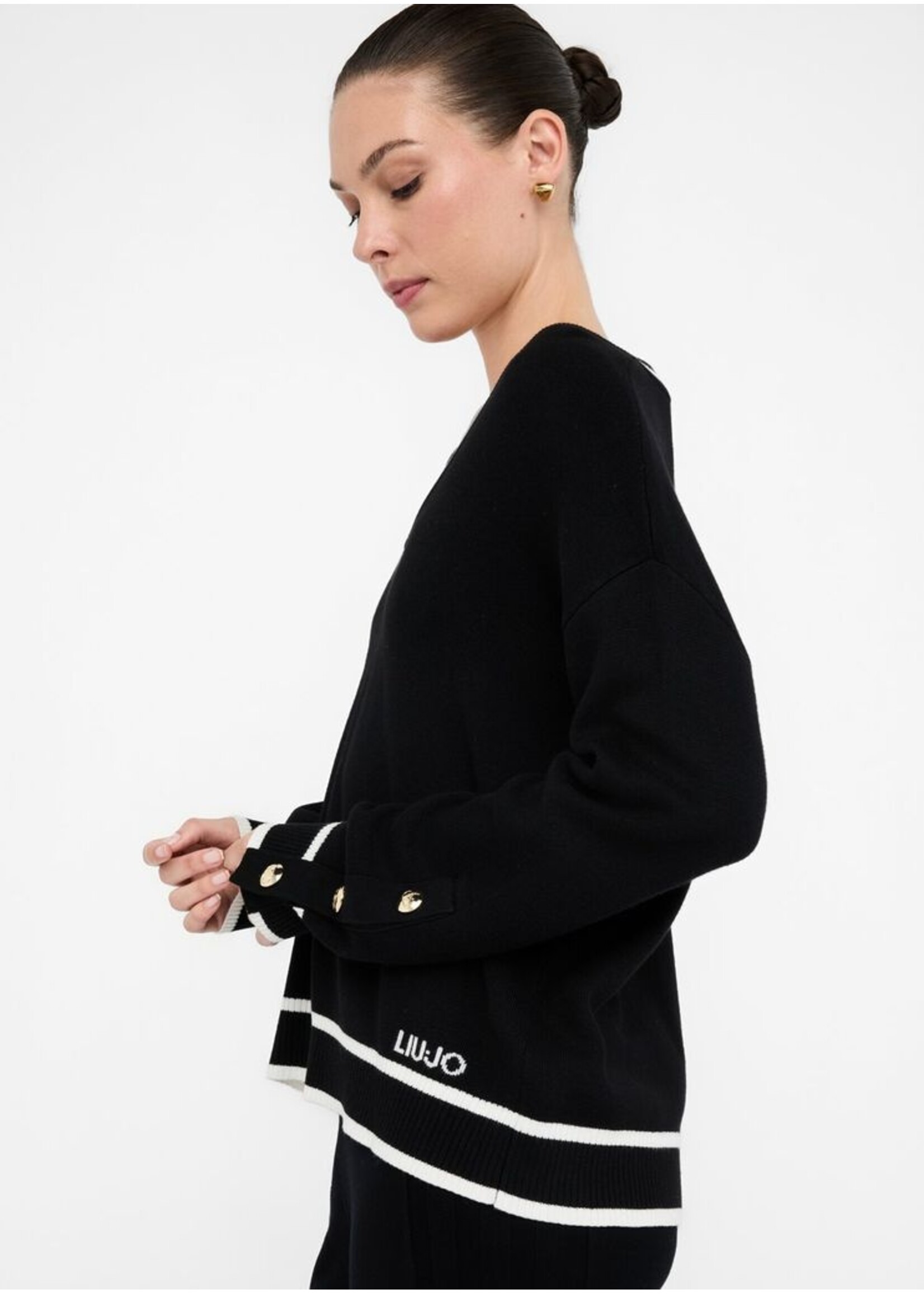 LIU JO SWEATER CHIUSA TF5229 MS59L BLACK/WHITE