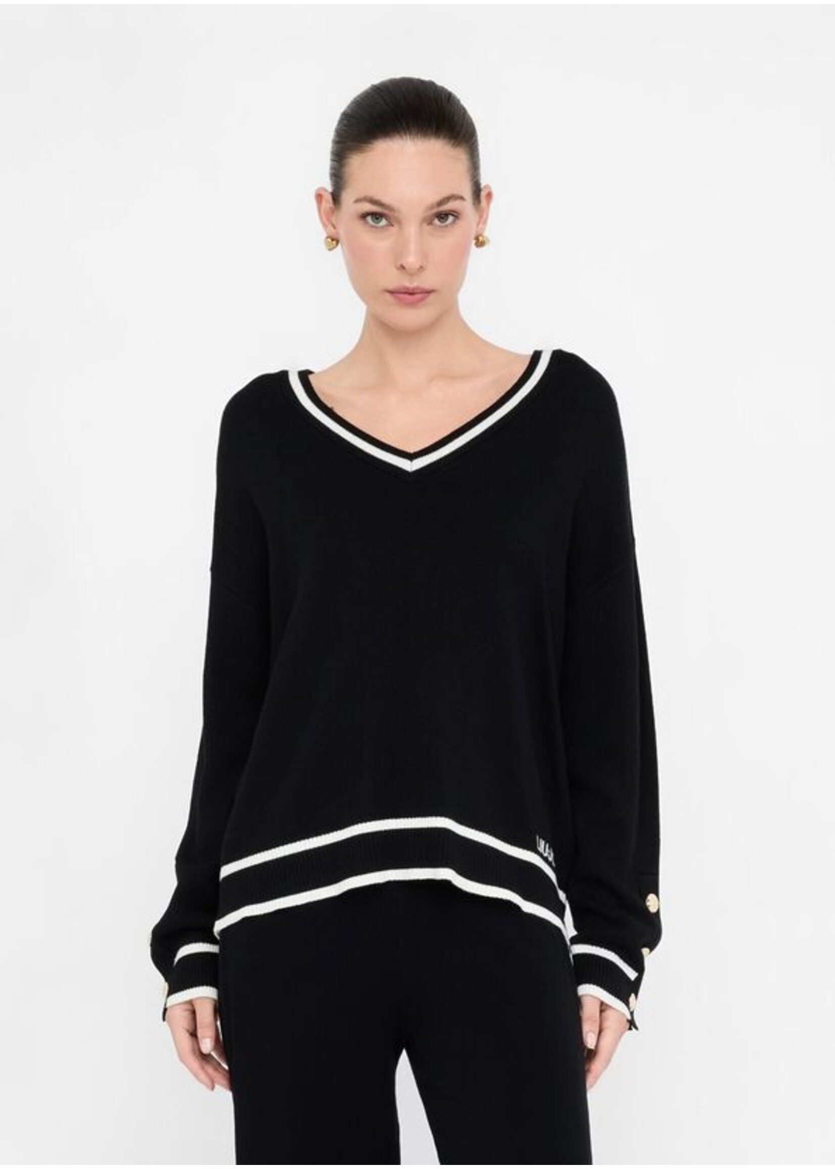 LIU JO SWEATER CHIUSA TF5229 MS59L BLACK/WHITE