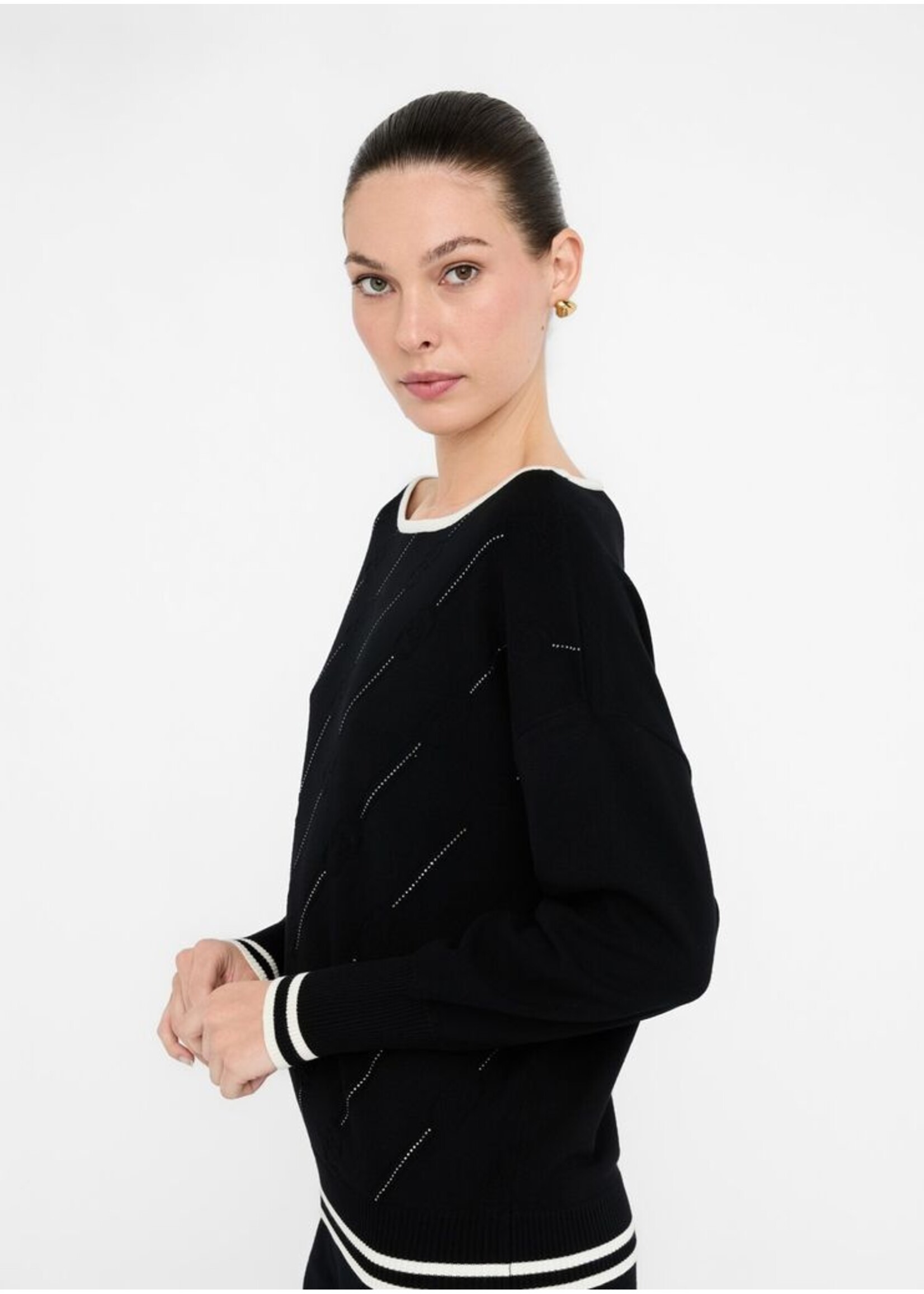 LIU JO SWEATER MAGLIA TF5206 MS63L BLACK/WHITE