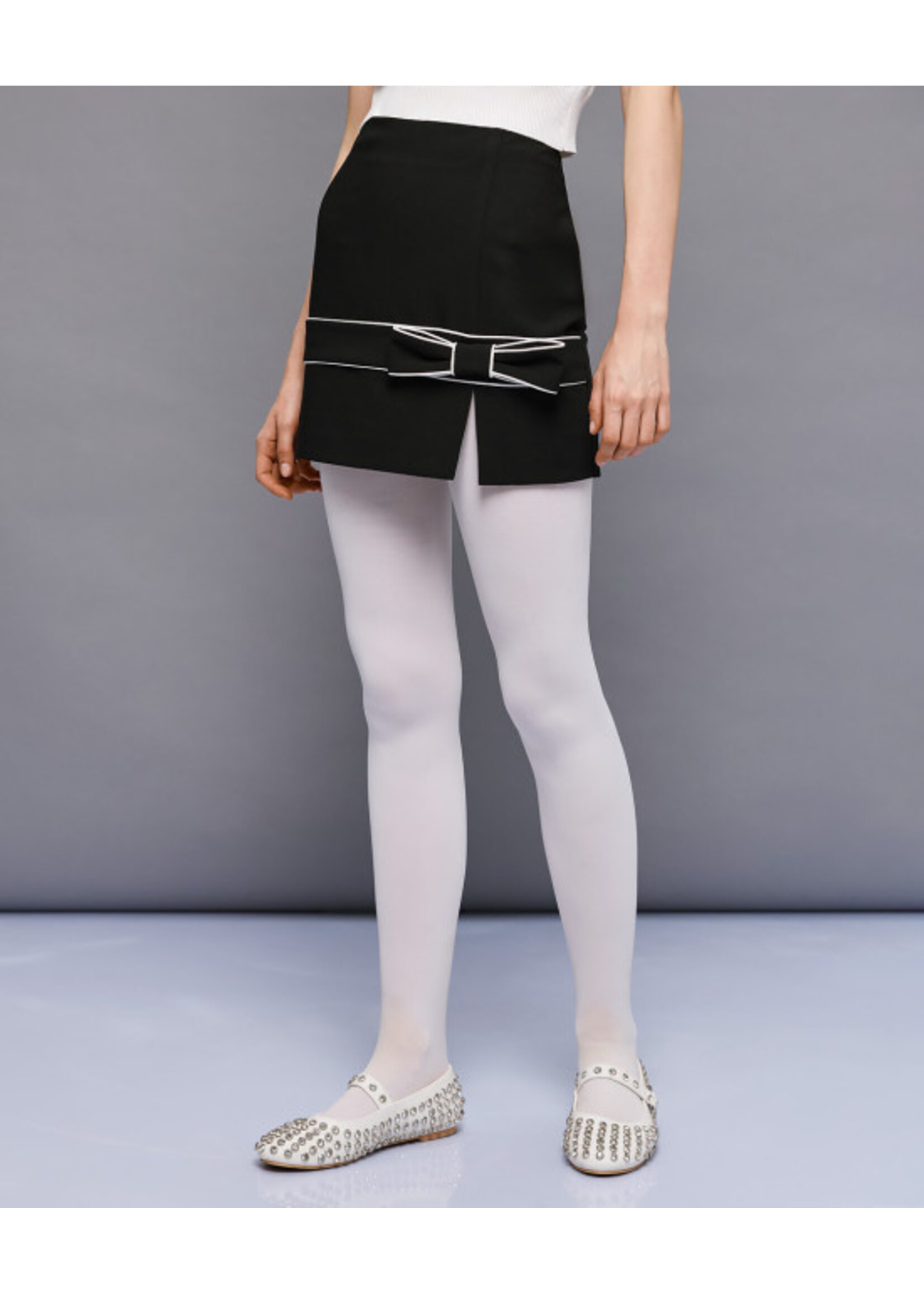 ACCESS ABEE MINI SKIRT WITH PIPING AND BOW 54-6000-159 BLACK/WHITE