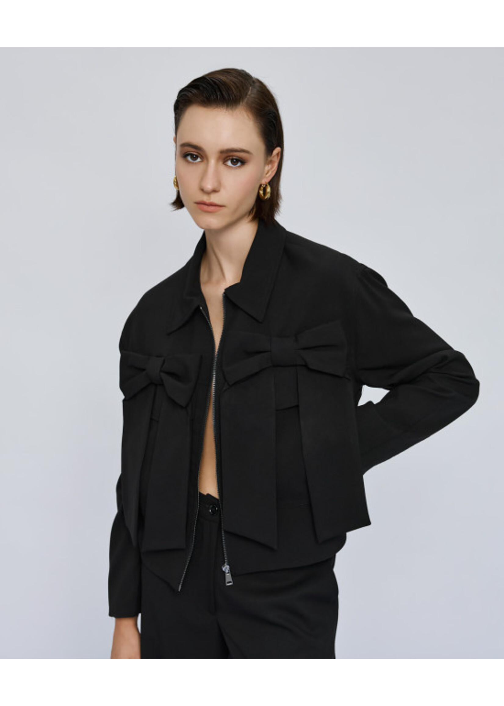 ACCESS ABEE BOMBER JACKET WITH BOWS 54-1002-159 BLACK