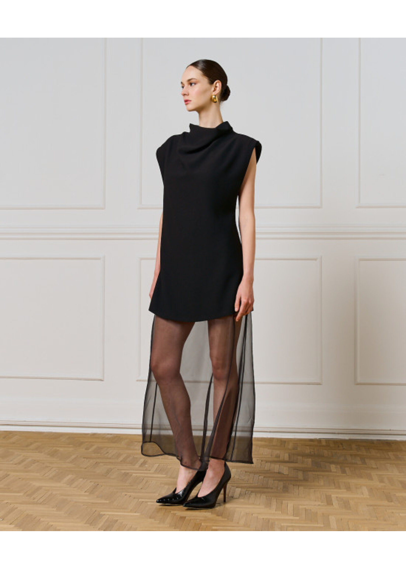 ACCESS ABEE DRAPED MINI DRESS 54-3050-259 BLACK