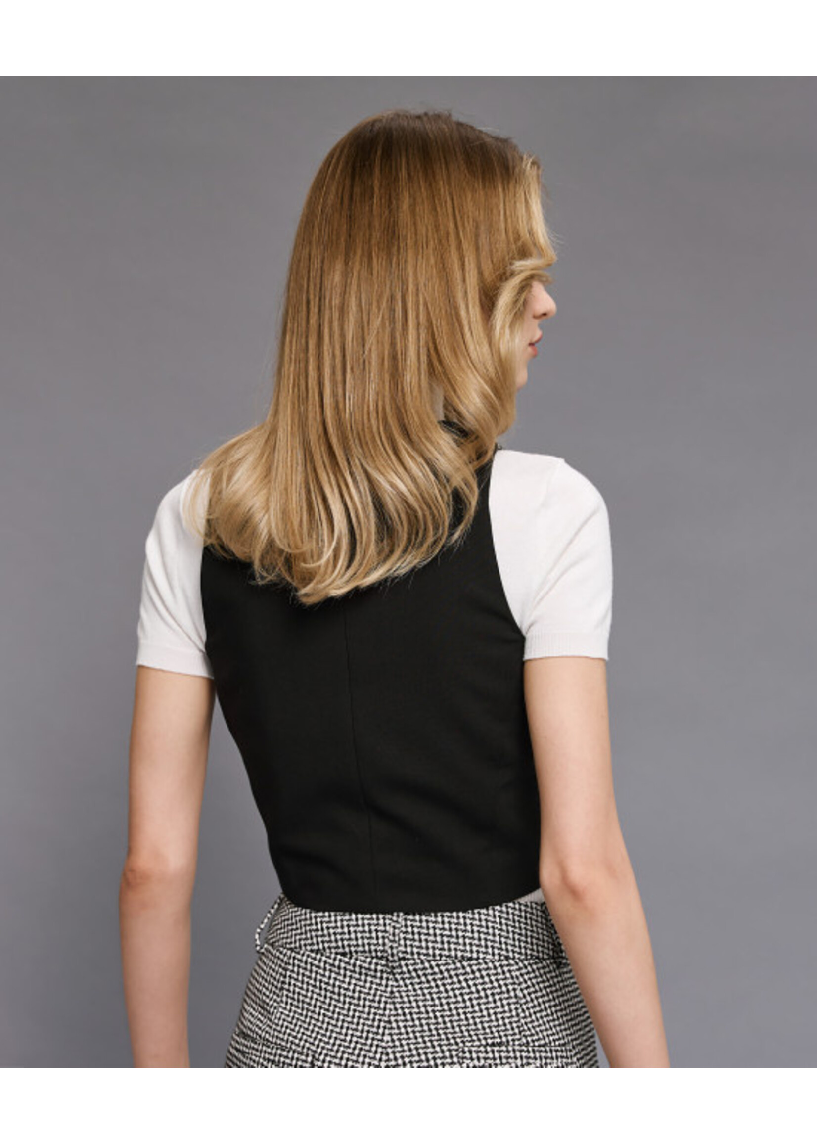 ACCESS ABEE GILET RIBBED DETAIL 54-2001-525 BLACK/WHITE