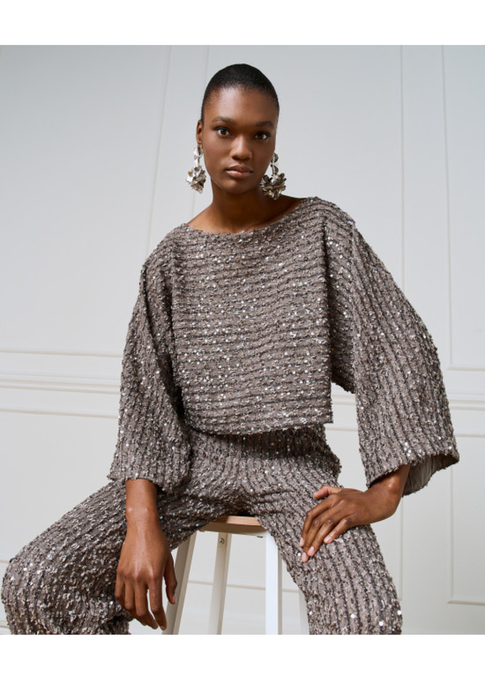 ACCESS ABEE BLOUSE SEQUINS 54-2141-545 SILVER