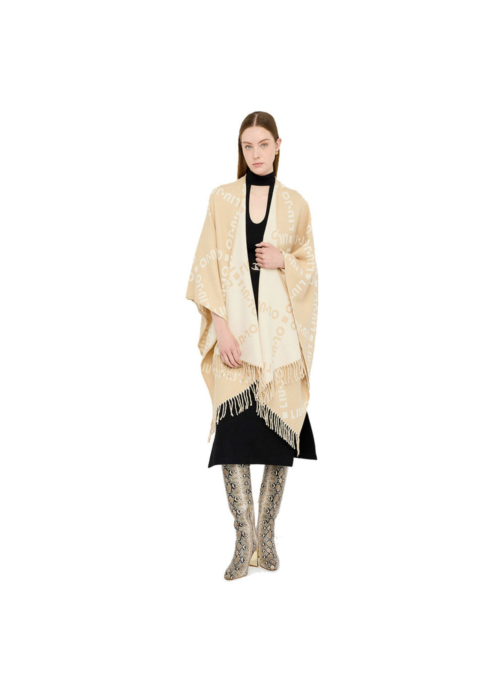 LIU JO PONCHO LOGO OAT MILK 2F5033 T0300 TU