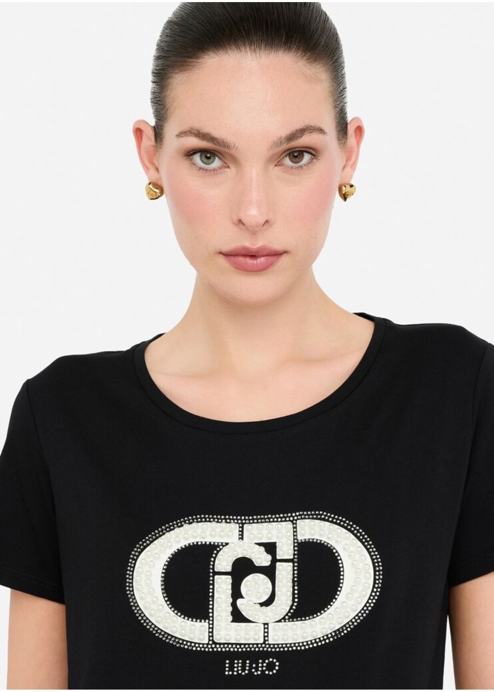 LIU JO T-SHIRT MONOGRAM TF5280 JS923 BLACK