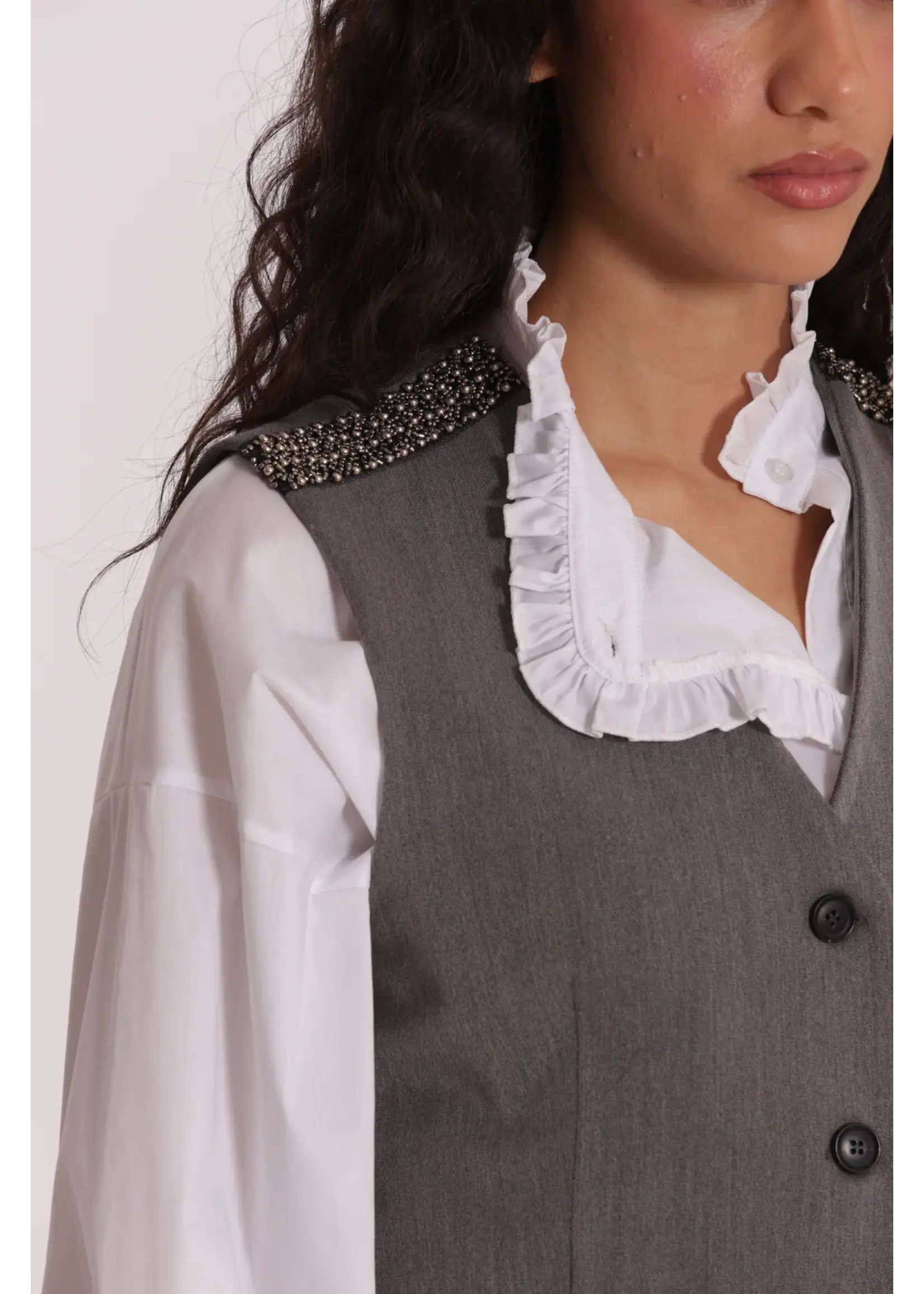 MIMI MUA GILET PASSAMANERIA GREY MSAN-6606