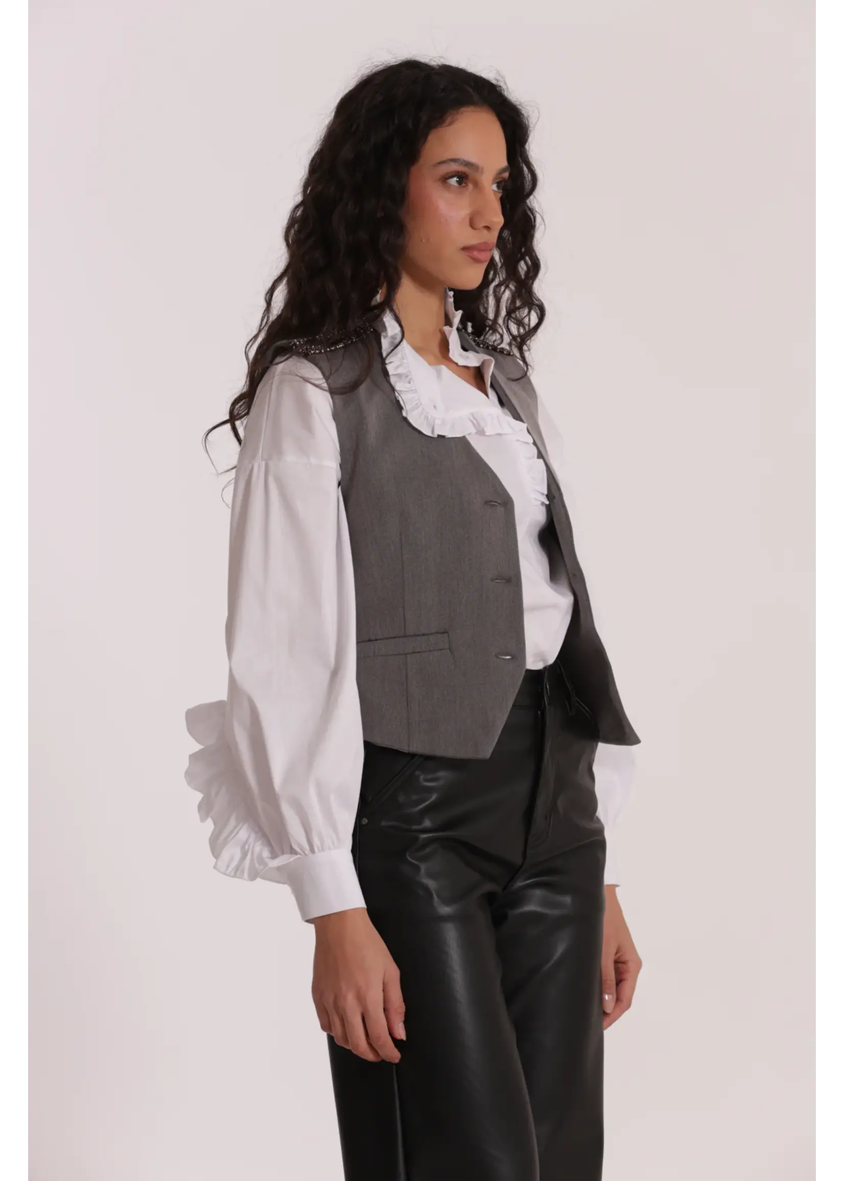 MIMI MUA GILET PASSAMANERIA GREY MSAN-6606
