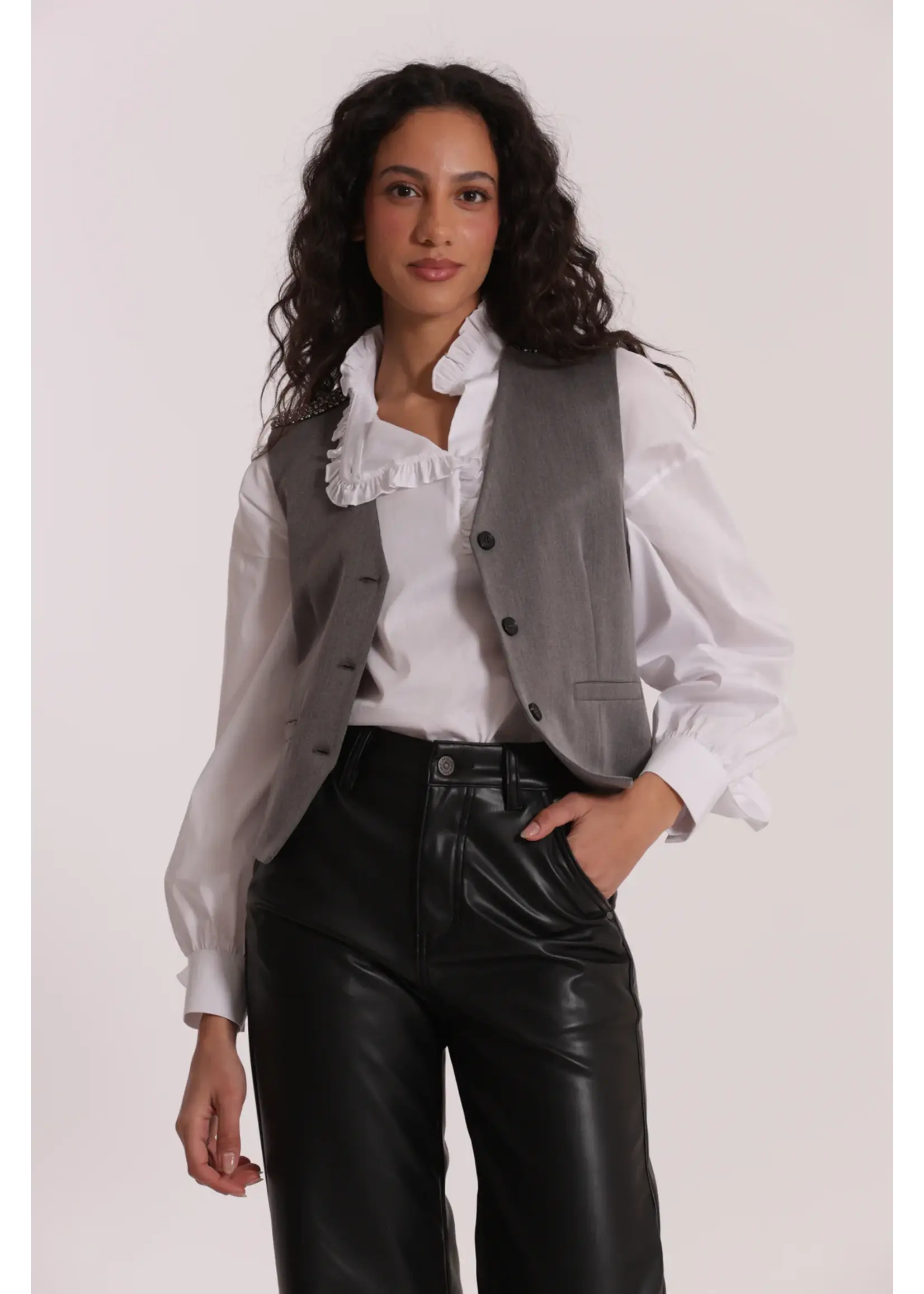 MIMI MUA GILET PASSAMANERIA GREY MSAN-6606