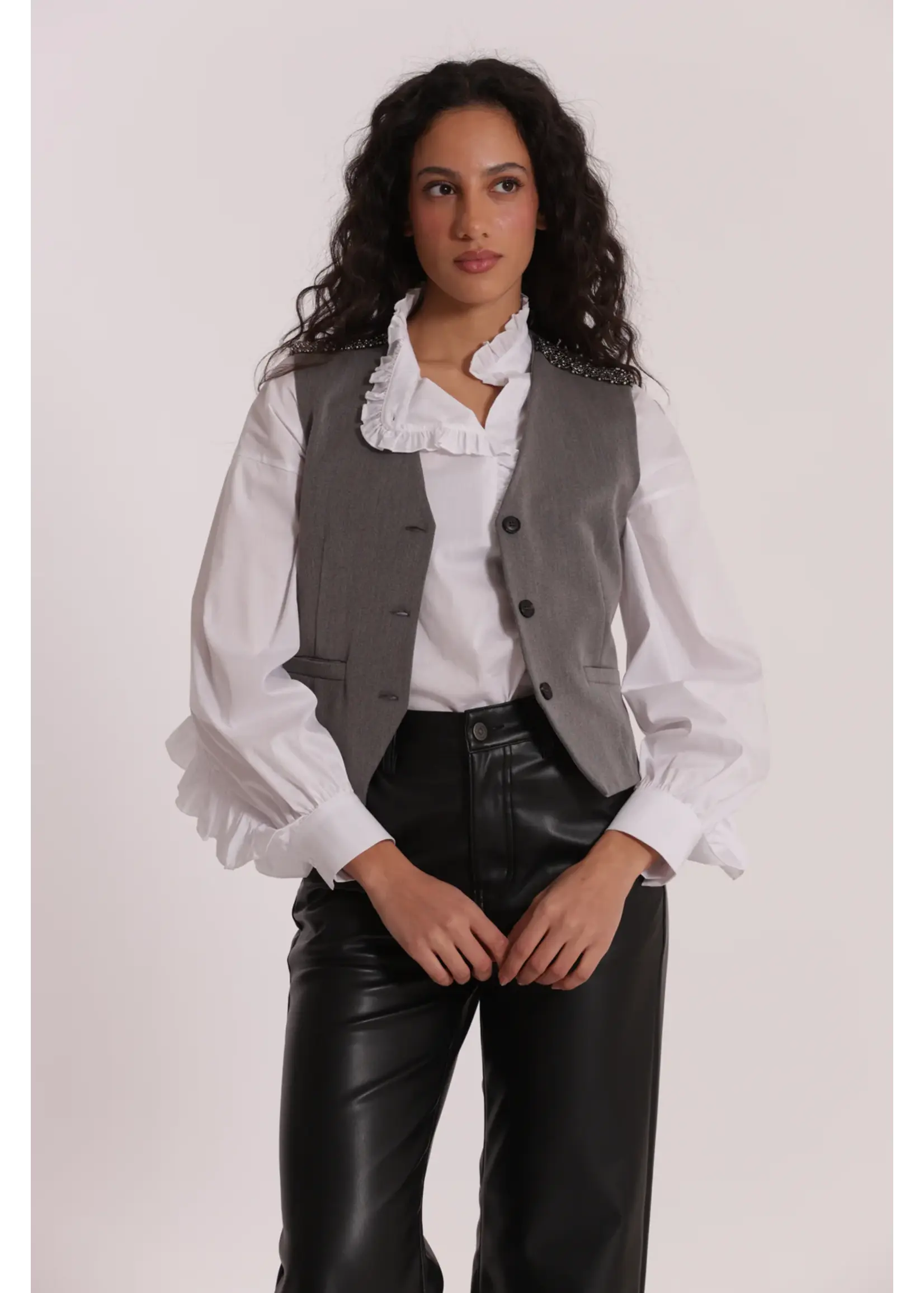 MIMI MUA GILET PASSAMANERIA GREY MSAN-6606