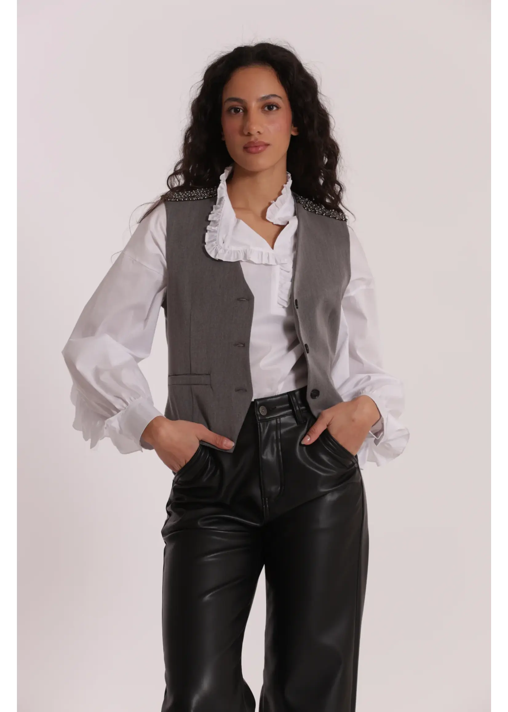 MIMI MUA GILET PASSAMANERIA GREY MSAN-6606