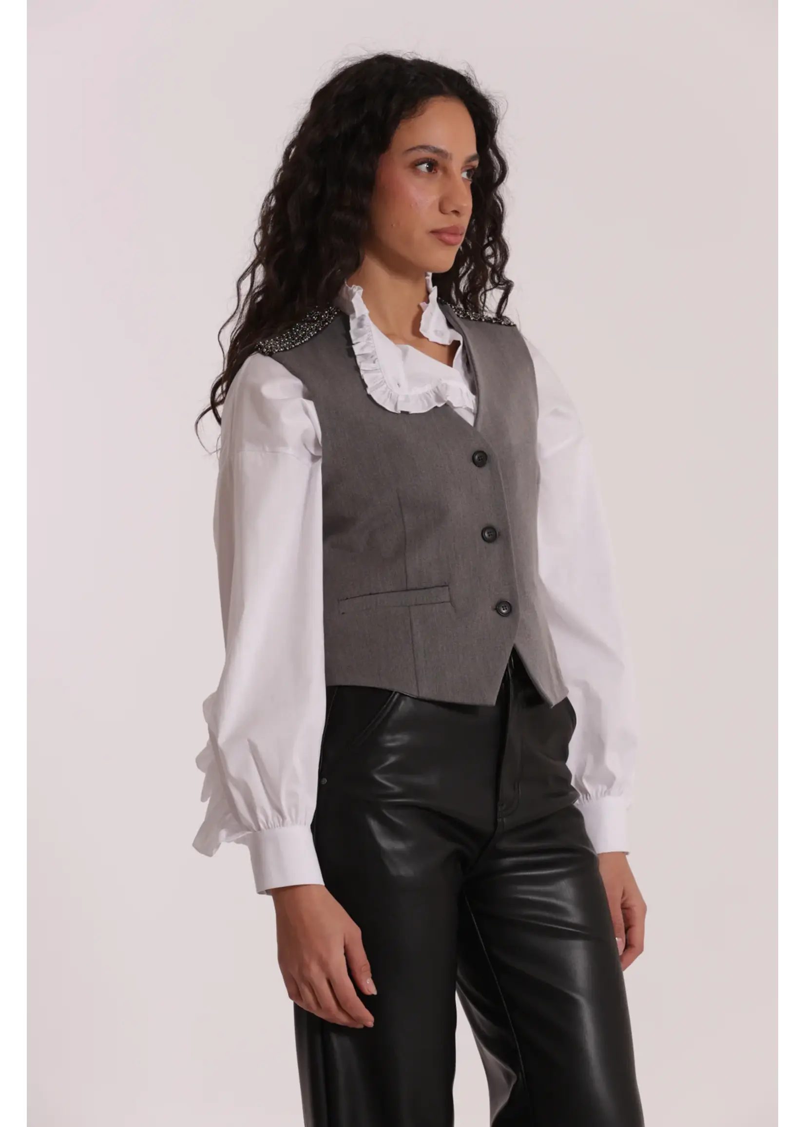 MIMI MUA GILET PASSAMANERIA GREY MSAN-6606